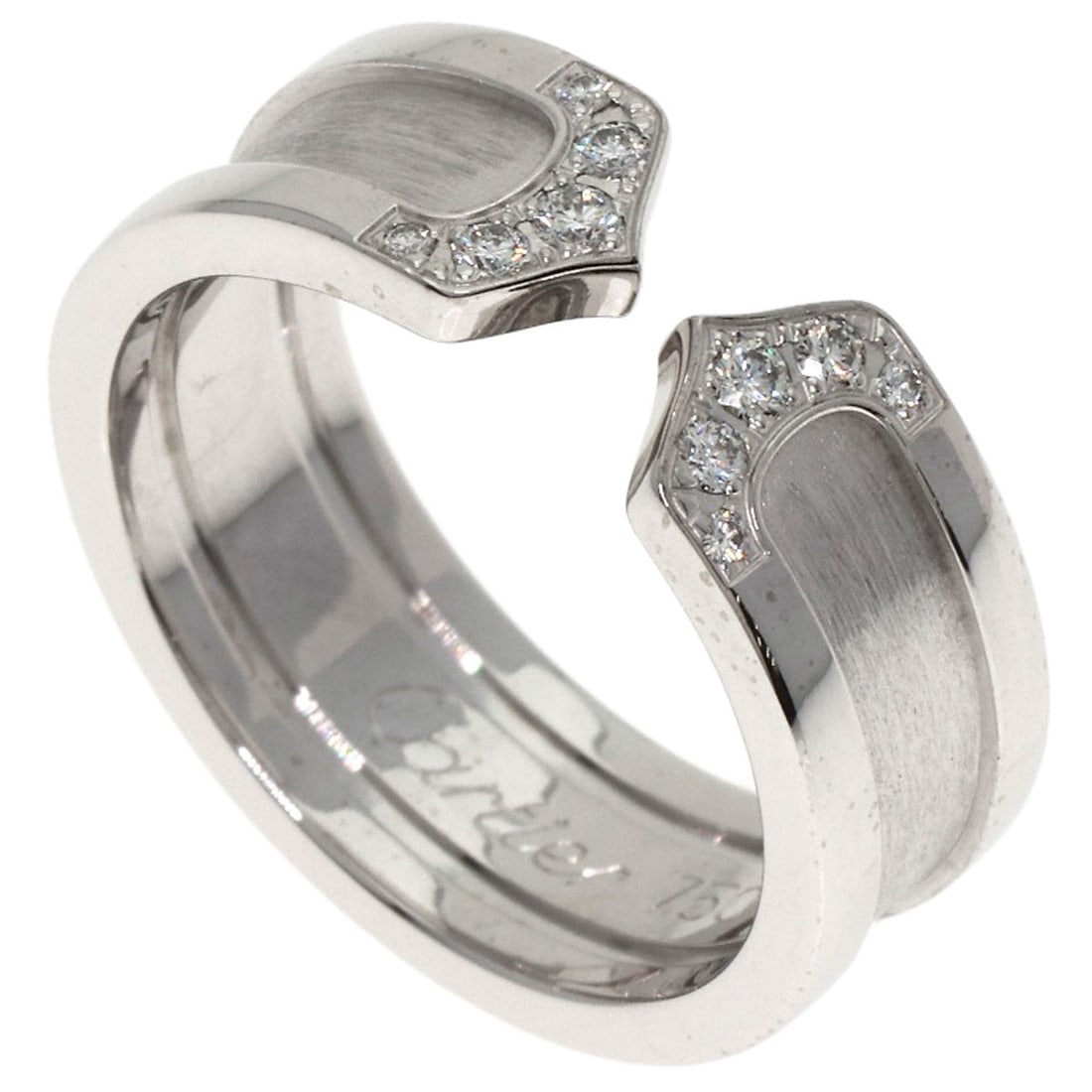 Cartier C2 Ring Diamond #49 Ring K18 White Gold: Cartier C2 Ring Diamond #49 Ring K18 White Gold Cartier's K18 White Gold ring shines with a single diamond, #49, set in a sleek and modern design. The ring's silver metal exterior and open ring