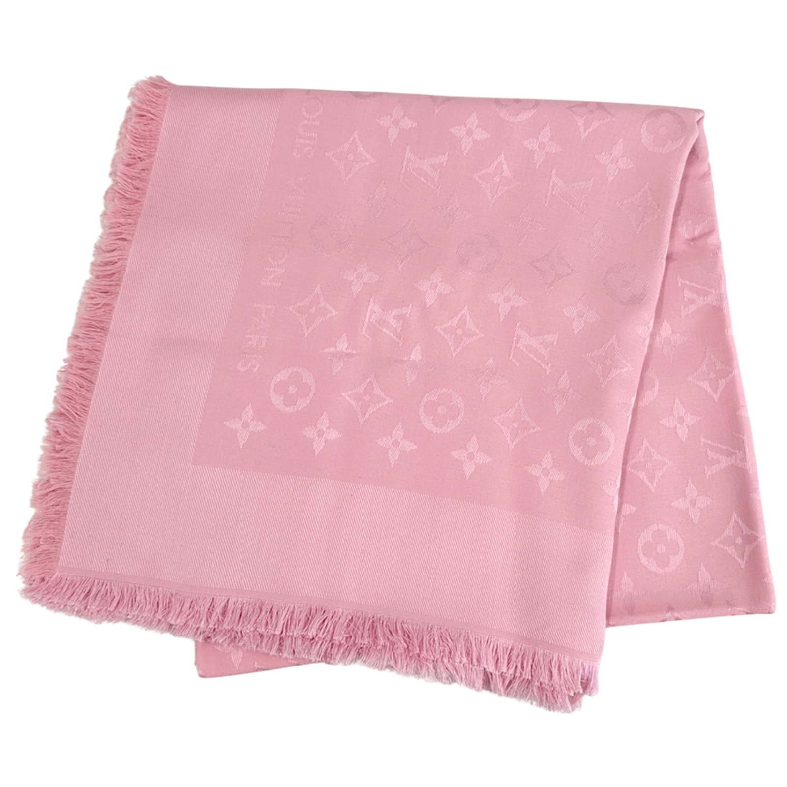 Silk Wool Scarf Louis Vuitton: Silk Wool Scarf Louis Vuitton Silk and wool blend in a vibrant pink hue, adding a pop of color to any outfit. This Louis Vuitton scarf measures 1.41m x 1.43m, offering a stylish and elegant accessory