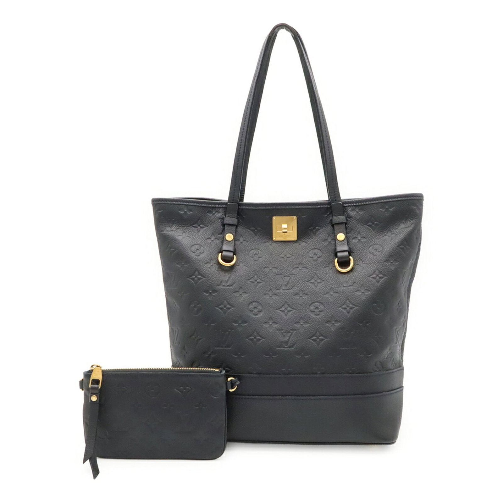 Leather Monogram Empreinte Louis Vuitton Handbag Shoulder Tote: Leather Monogram Empreinte Louis Vuitton Handbag Shoulder Tote Monogram Empreinte leather handbag with distinctive Louis Vuitton design, featuring a signature that bears a mark of authenticity. This