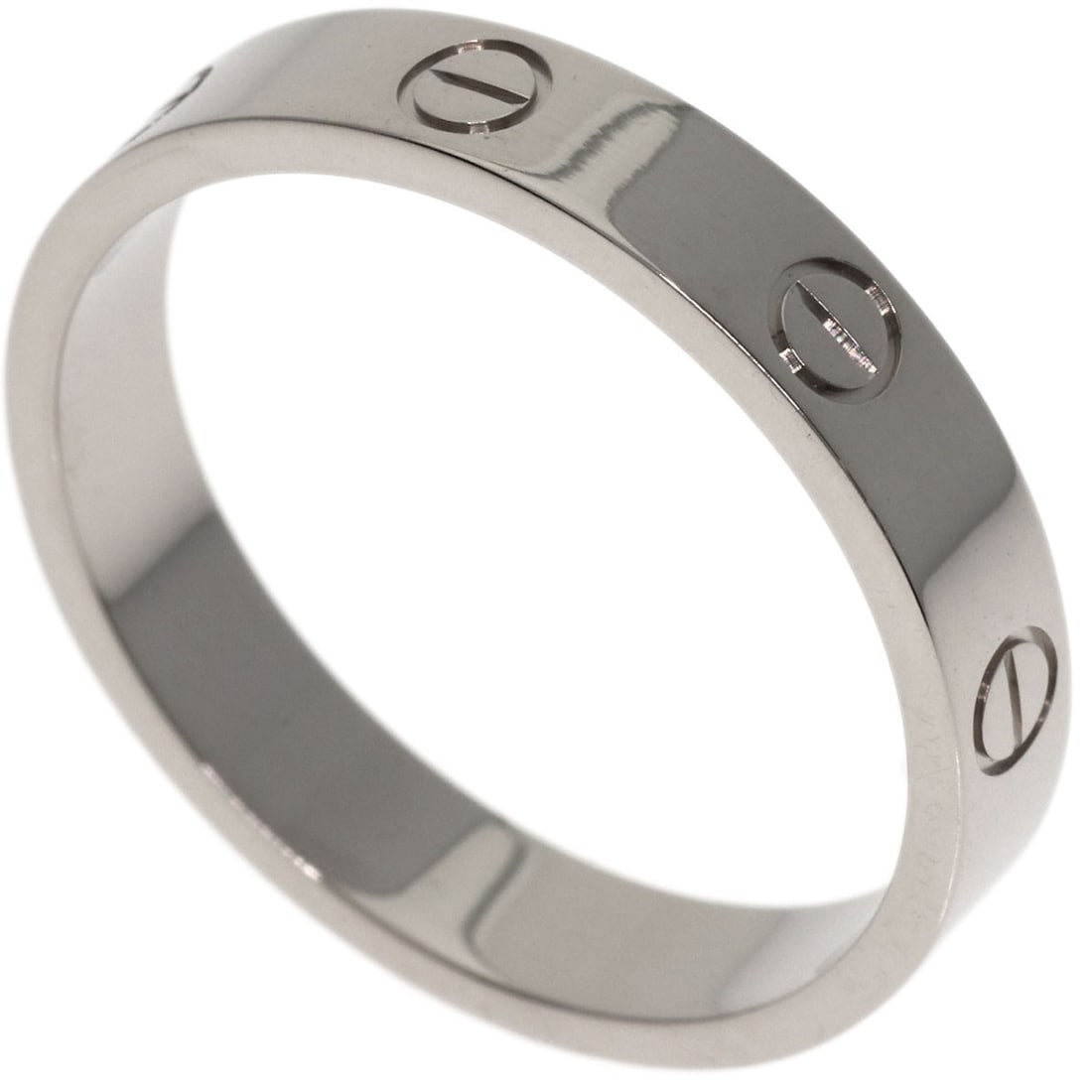 Cartier Mini Love Ring #60 Ring K18 White Gold: Cartier Mini Love Ring #60 Ring K18 White Gold Cartier Mini Love Ring #60 features a sleek K18 White Gold design with a silver metal exterior, measuring 9.25 in US ring size. This ring boasts a