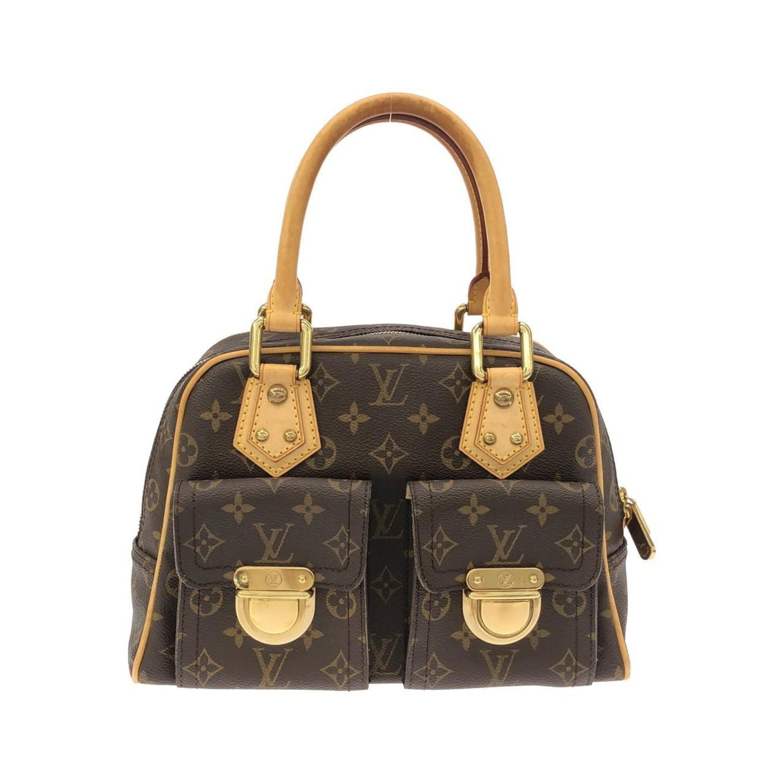 Louis Vuitton Handbag Coated Canvas: Louis Vuitton Handbag Coated Canvas Coated canvas construction provides durability and style to this Louis Vuitton handbag, featuring a classic marron color and gold hardware. The bag's compact size