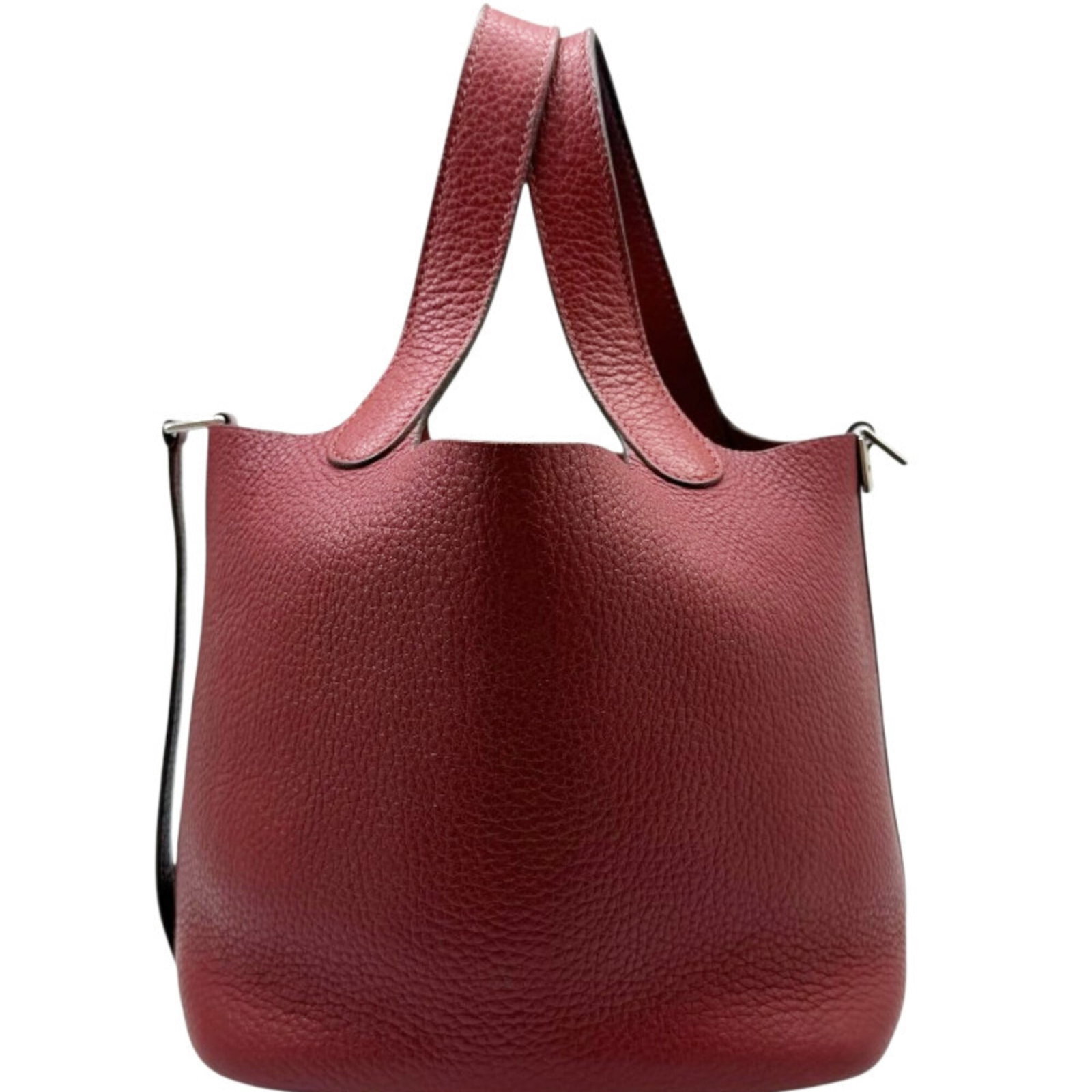 Clemence Leather Handbag Taurillon Hermes: Clemence Leather Handbag Taurillon Hermes Taurillon clemence leather handbags are highly prized for their exceptional durability and rich, velvety texture. This Rouge garance Herm?s handbag boasts a