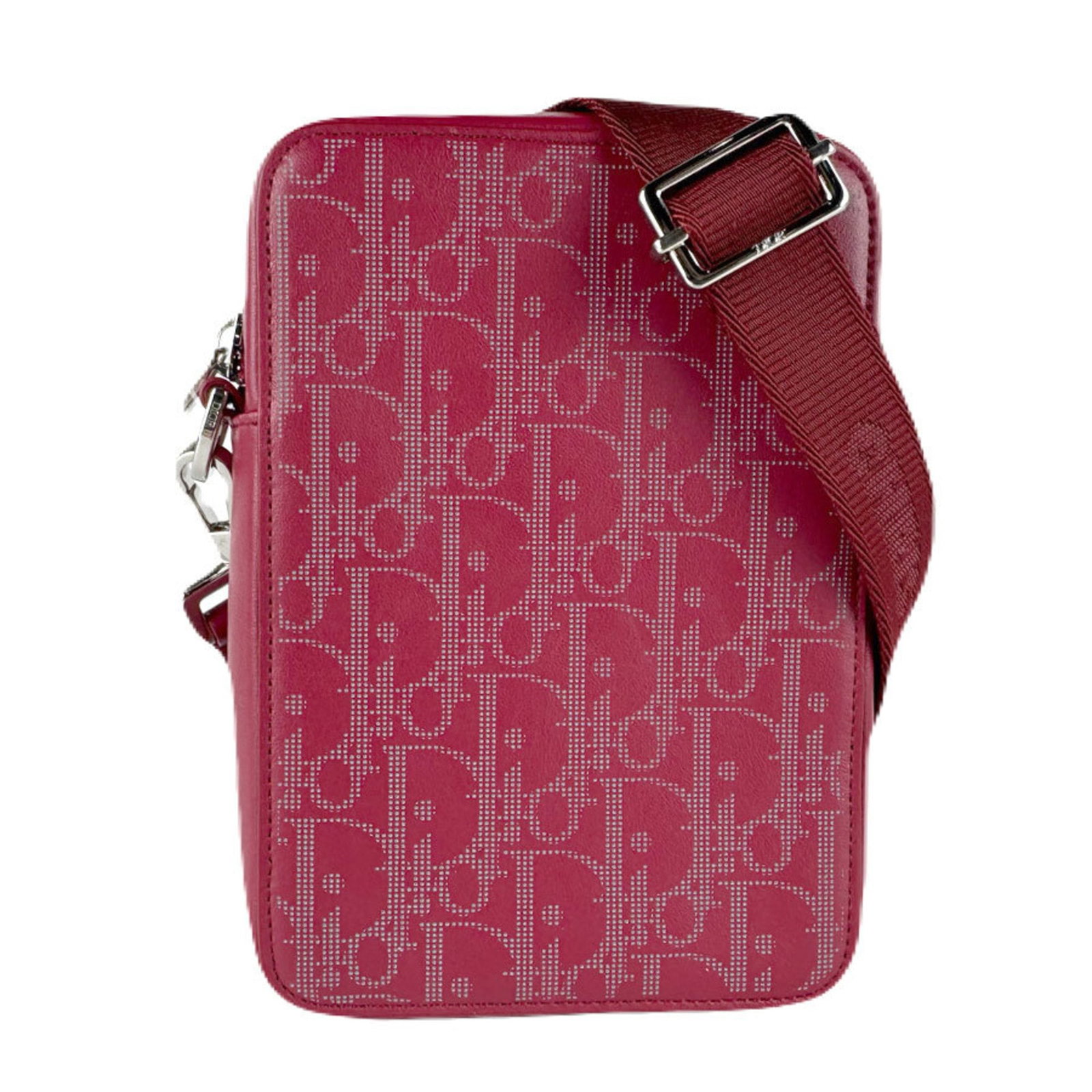 Shoulder Bag Leather Christian Dior: Shoulder Bag Leather Christian Dior Dark red leather shoulder bag from Christian Dior, crafted in Italy with a size of 17cm x 12cm x 4cm. This stylish bag features a classic design with a rich,