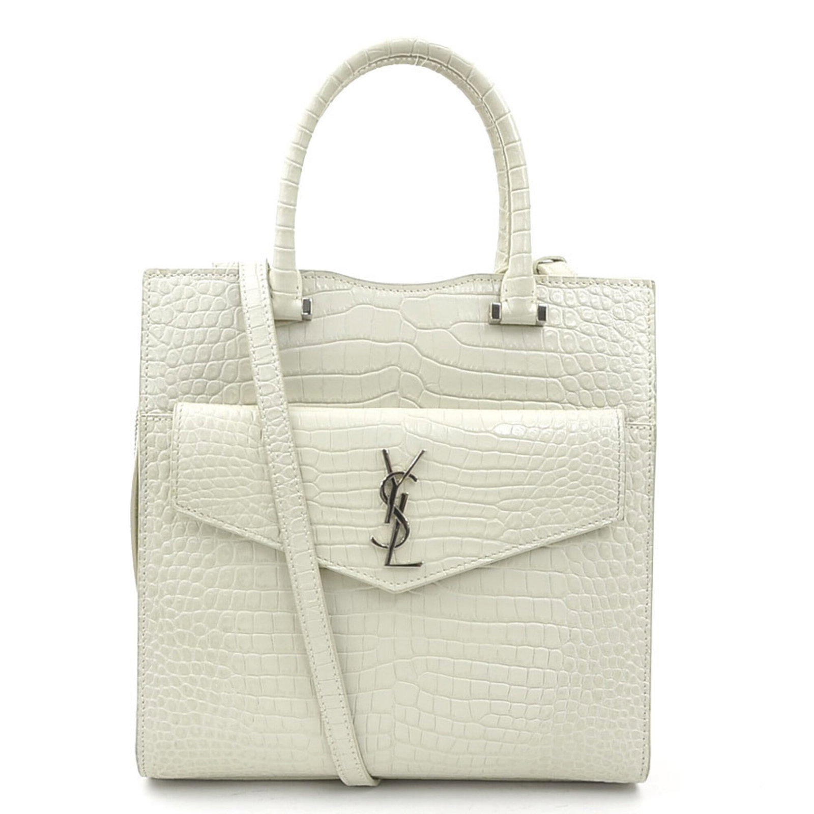 Shoulder Handbag Leather Saint Pouch Laurent: Shoulder Handbag Leather Saint Pouch Laurent Ivory leather shoulder handbag with a sleek 23cm x 23cm x 11cm design, perfect for everyday use. Made from high-quality leather, this Saint Laurent pouch