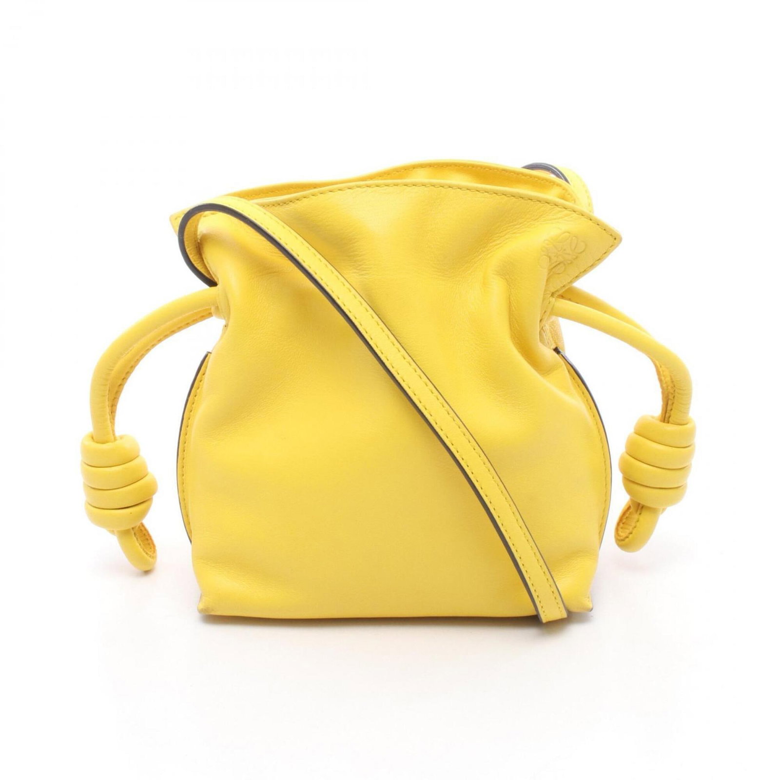Shoulder Bag Leather Loewe Handbag: Shoulder Bag Leather Loewe Handbag Yellow Leather Loewe Shoulder Bag with Classic Design. This iconic shoulder bag features a vibrant yellow leather exterior, measuring 19cm x 23cm x 7cm, and boasts a