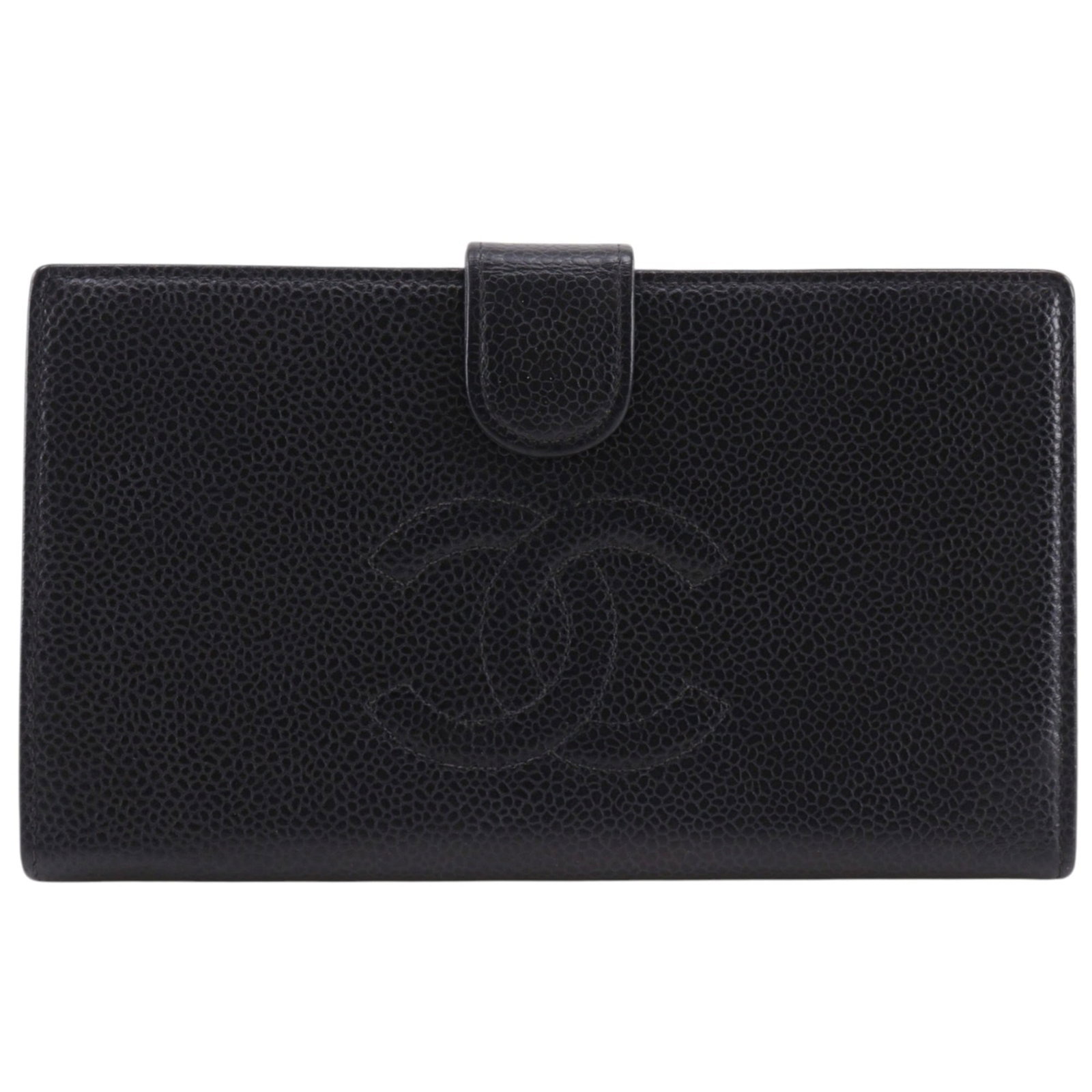 Chanel Long Wallet (Bi-Fold) Grained Calfskin: Chanel Long Wallet (Bi-Fold) Grained Calfskin Black Grained Calfskin Long Wallet with Bi-Fold Design, Measuring 10.5cm x 17.5cm x 2cm. This Chanel MPN A13498 wallet features a sleek, structured design