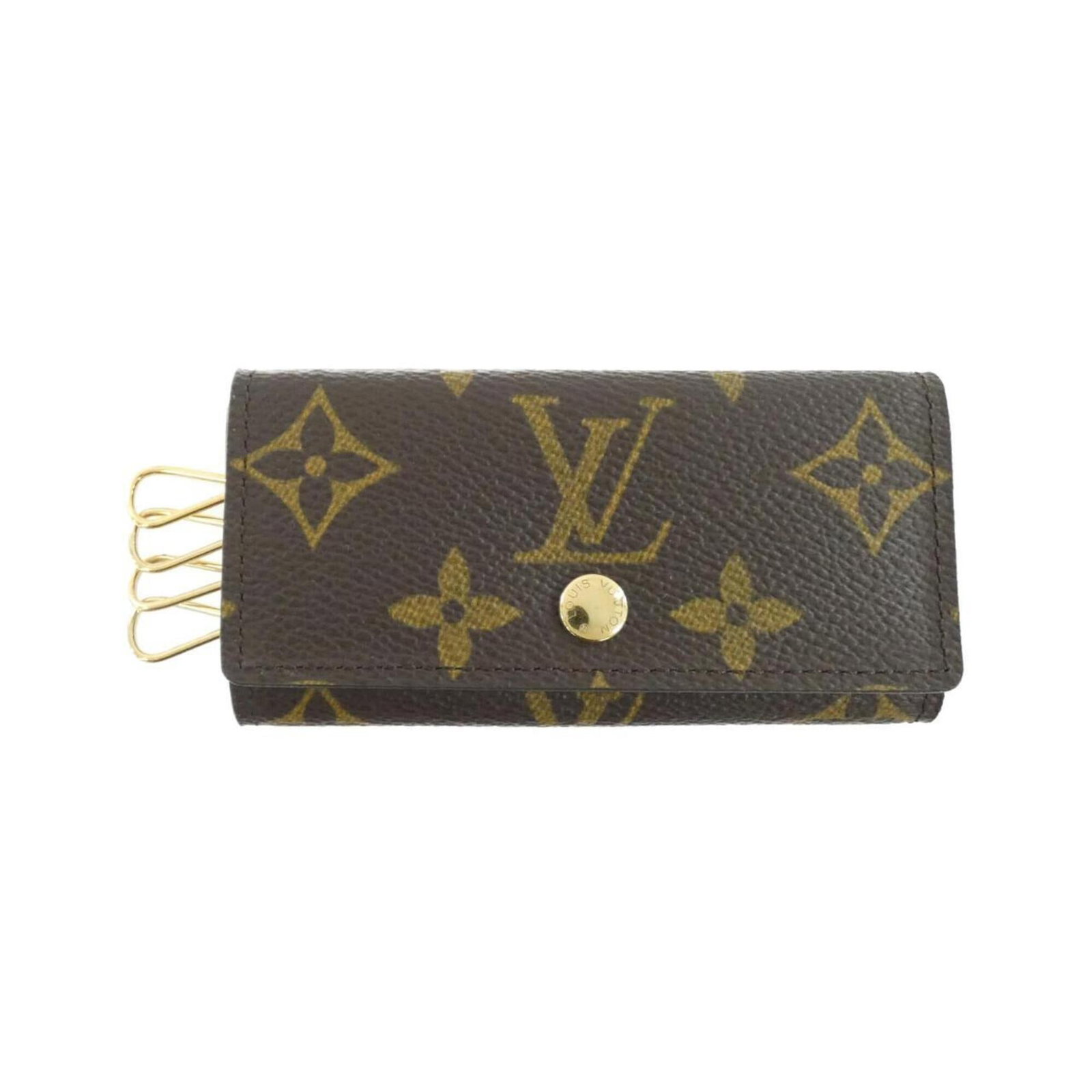 Coated Canvas Keycase Louis Vuitton: Coated Canvas Keycase Louis Vuitton Marron Coated Canvas Keycase from Louis Vuitton, a stylish and compact accessory designed to keep your keys organized. Measuring 6cm x 11cm x 1cm, this keycase feat