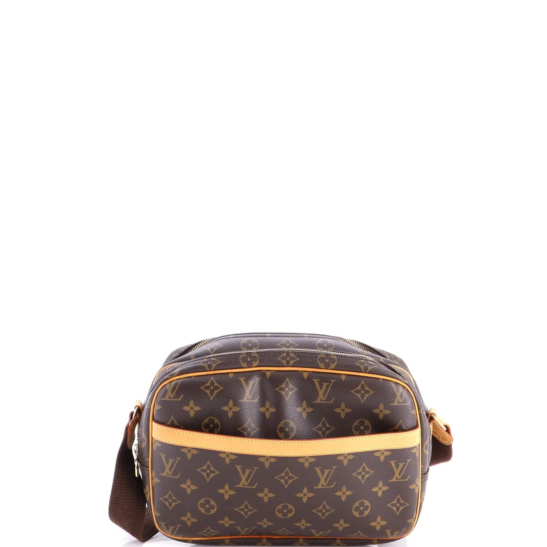 Canvas Monogram Bag Reporter Louis Vuitton PM: Canvas Monogram Bag Reporter Louis Vuitton PM The Louis Vuitton PM Reporter bag boasts a classic cross body design with a timeless canvas monogram pattern. Measuring 8" x 11.5" x 4.5", this stylish