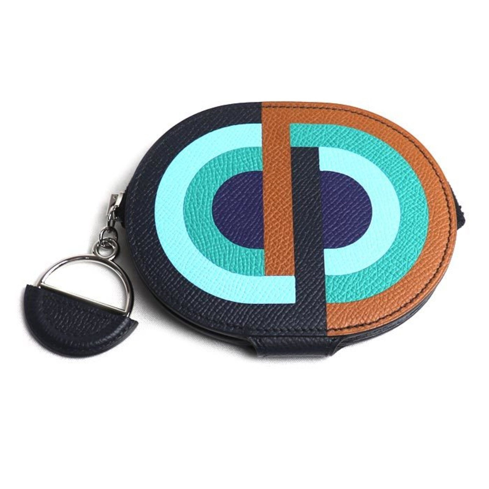 Hermes Coin Purse/ Coin Case Epsom Leather: Hermes Coin Purse/ Coin Case Epsom Leather Epsom leather coin purse/coin case from Hermes, crafted in France, features a striking blue indigo and multi-color design. Measuring 9cm x 11.5cm, this
