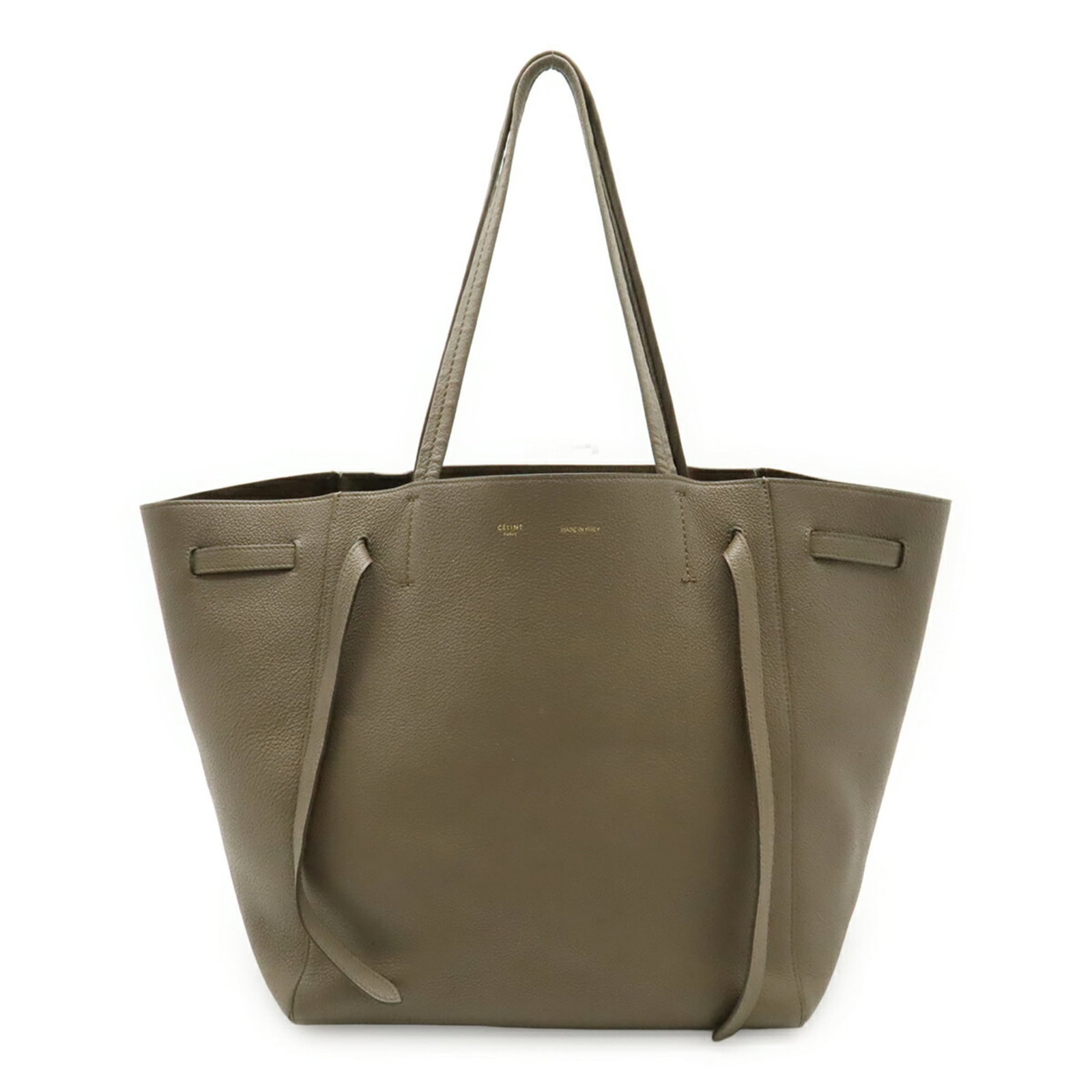 Celine Leather Tote Bag Shoulder Bag: Celine Leather Tote Bag Shoulder Bag Grayish leather Celine Cabas tote bag features a classic shoulder design with a spacious 30cm x 48cm x 16cm interior, perfect for daily essentials. The bag's