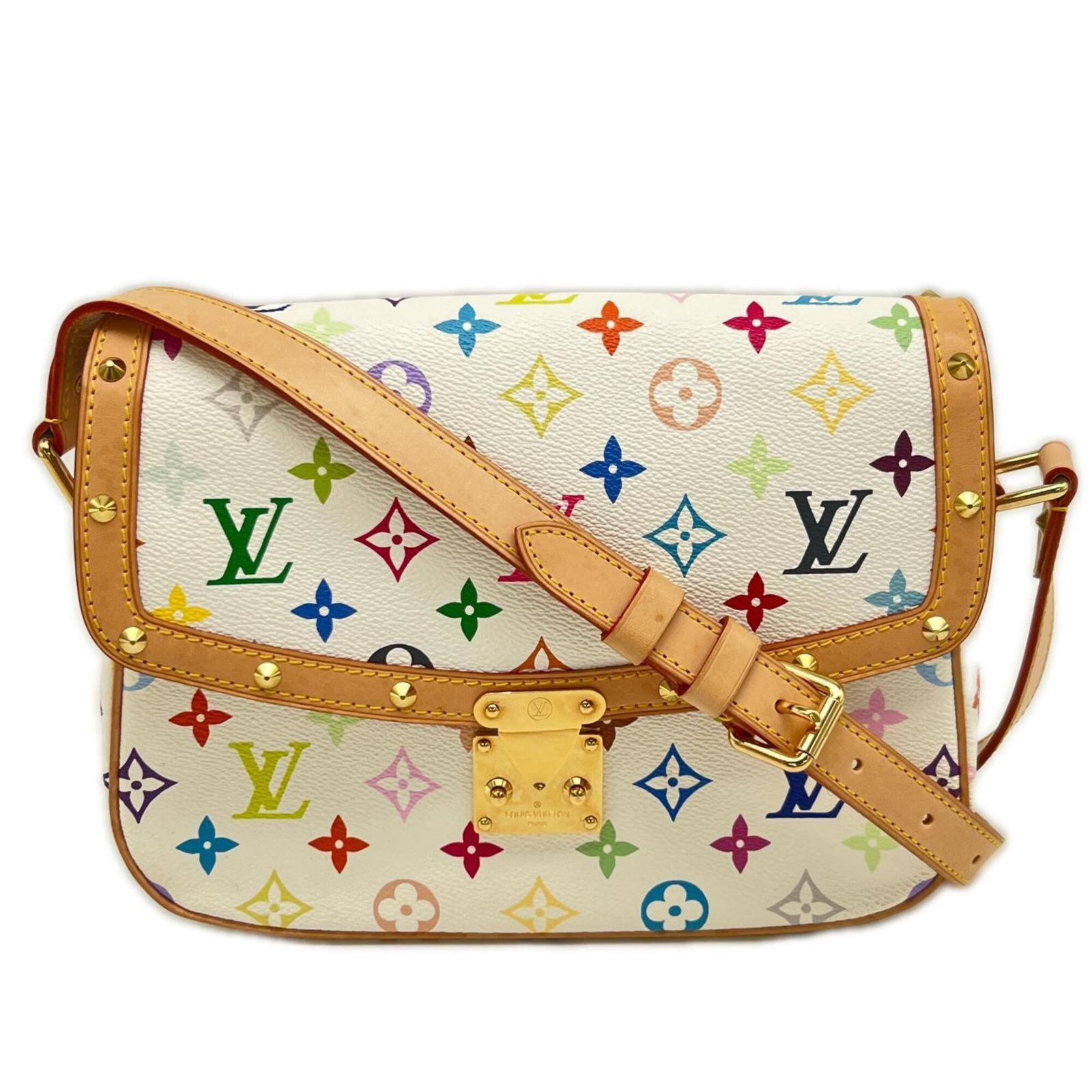 Canvas Coated Louis Vuitton Bag Shoulder: Canvas Coated Louis Vuitton Bag Shoulder Canvas Coated Louis Vuitton Bag Shoulder - A vibrant multi-color design adorns this coated canvas shoulder bag, featuring a classic flap closure. Measuring