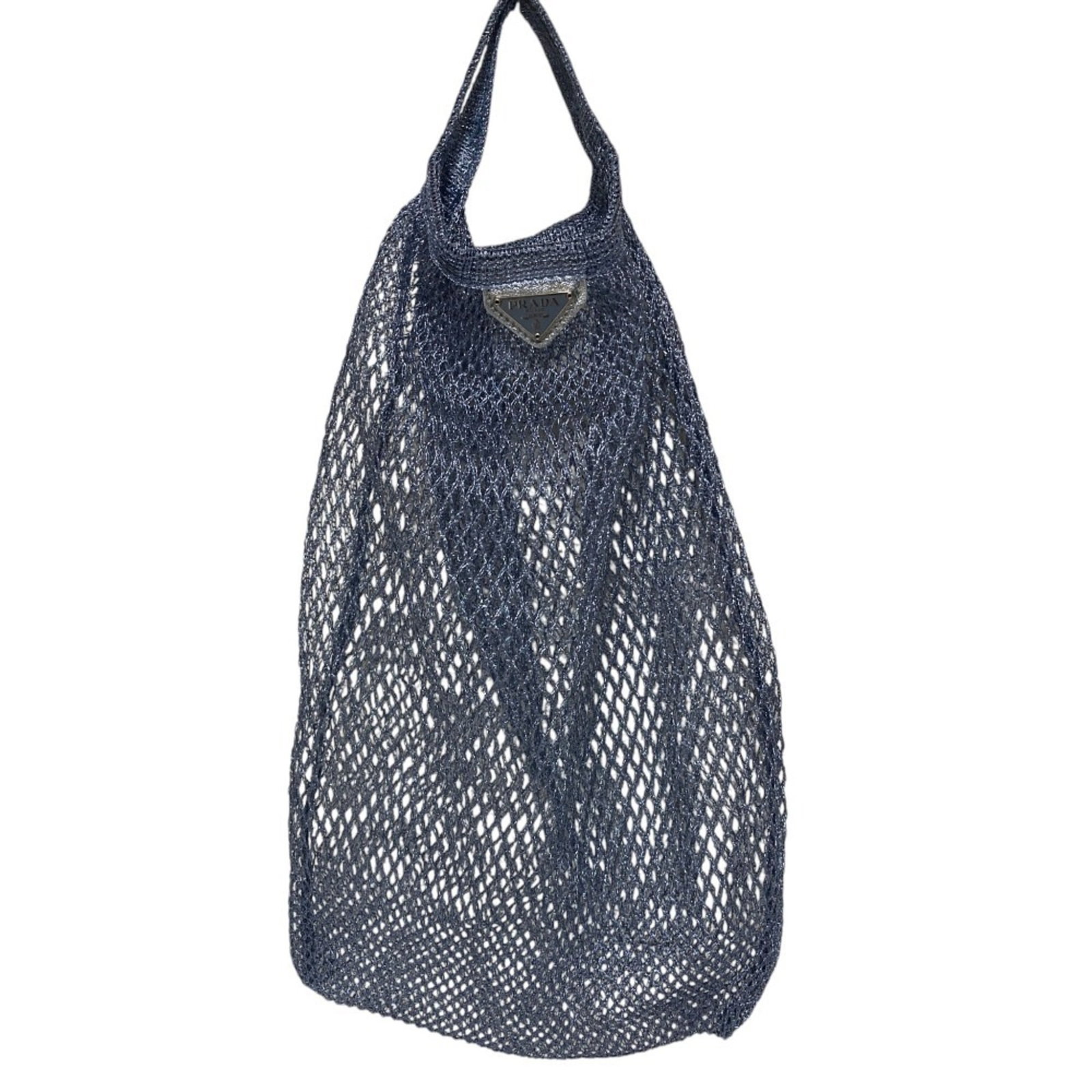 Handbag Prada Mesh: Handbag Prada Mesh Light blue Prada Mesh handbag with a sleek 35cm x 26cm x 1cm design, featuring a mesh material and a compact size perfect for everyday carry. The mesh material provides a unique and