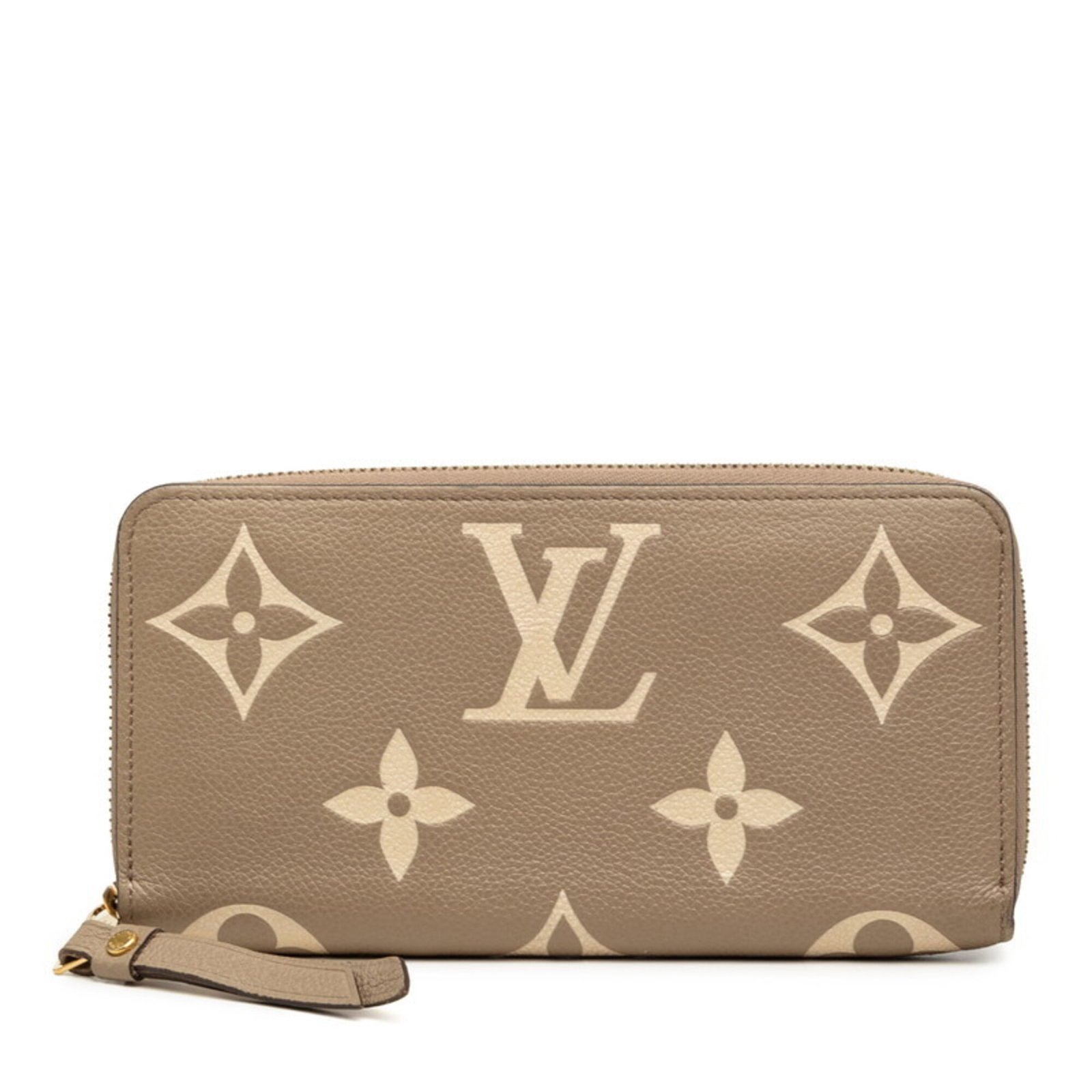Leather Wallet Bi Fold Louis Vuitton: Leather Wallet Bi Fold Louis Vuitton Leather wallet bi-fold from Louis Vuitton's Monogram Empreinte line, crafted from high-quality beige leather. Measuring 10cm x 19.5cm x 2.5cm, this classic design