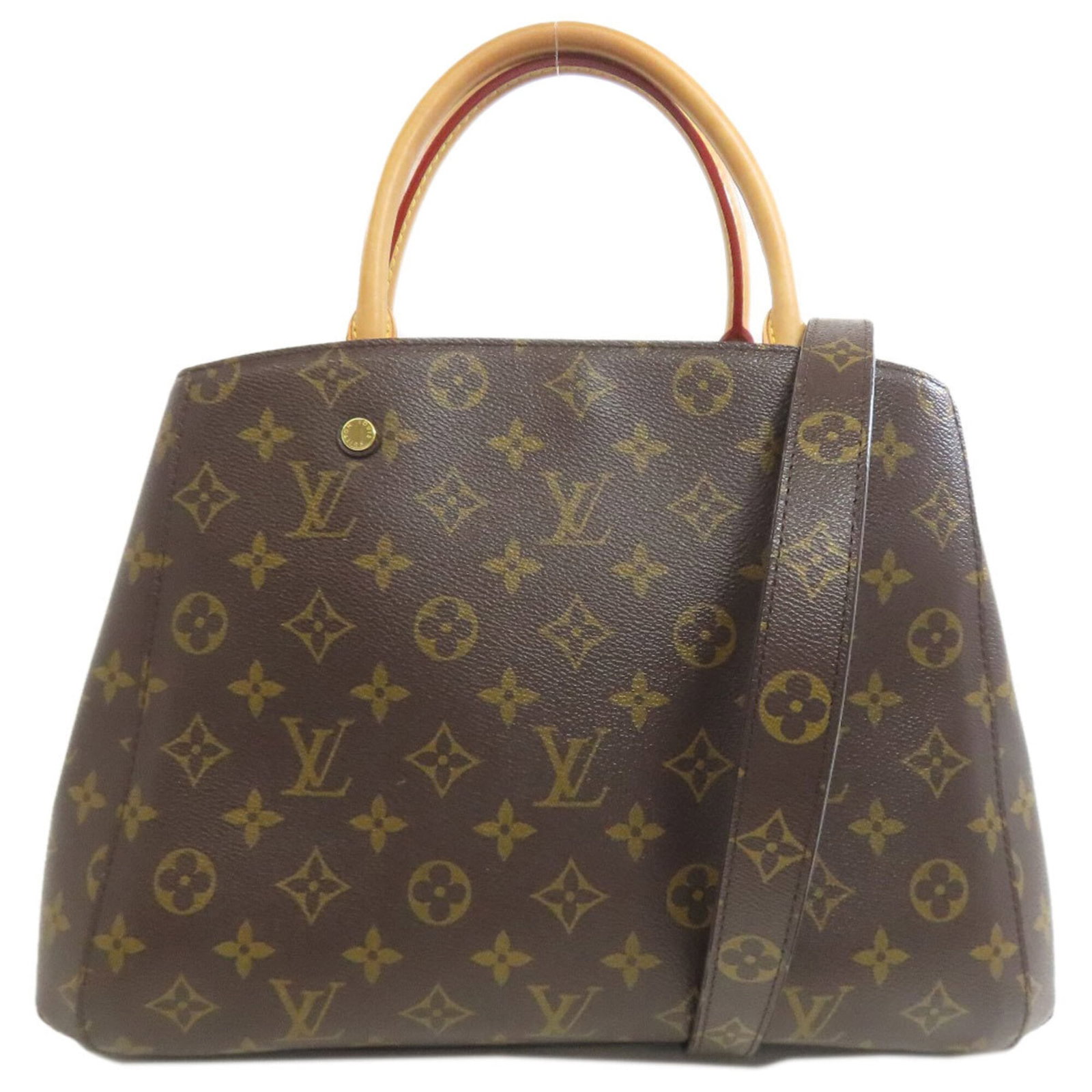 Louis Vuitton Monogram Handbag: Louis Vuitton Monogram Handbag Monogram pattern inlaid with gold-tone hardware adds a touch of elegance to this classic Louis Vuitton handbag, featuring a timeless design and iconic LV monogram. Measu