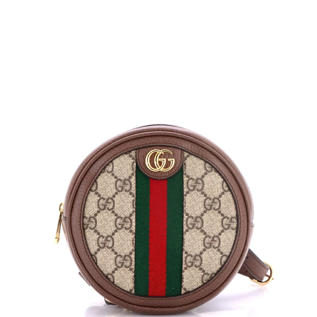 Gucci Coated Canvas Mini Round Backpack Ophidia GG: Gucci Coated Canvas Mini Round Backpack Ophidia GG Brown Gucci Coated Canvas Mini Round Backpack Ophidia GG. This mini round backpack boasts a stylish canvas coated exterior in a rich brown hue,