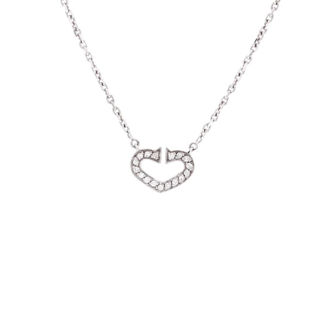Cartier Heart de Cartier Pendant 18K White Gold with Pave Diamonds: Cartier Heart de Cartier Pendant 18K White Gold with Pave Diamonds Cartier Heart de Cartier Pendant 18K White Gold with Pave Diamonds - A stunning 18K white gold pendant featuring pave diamonds,