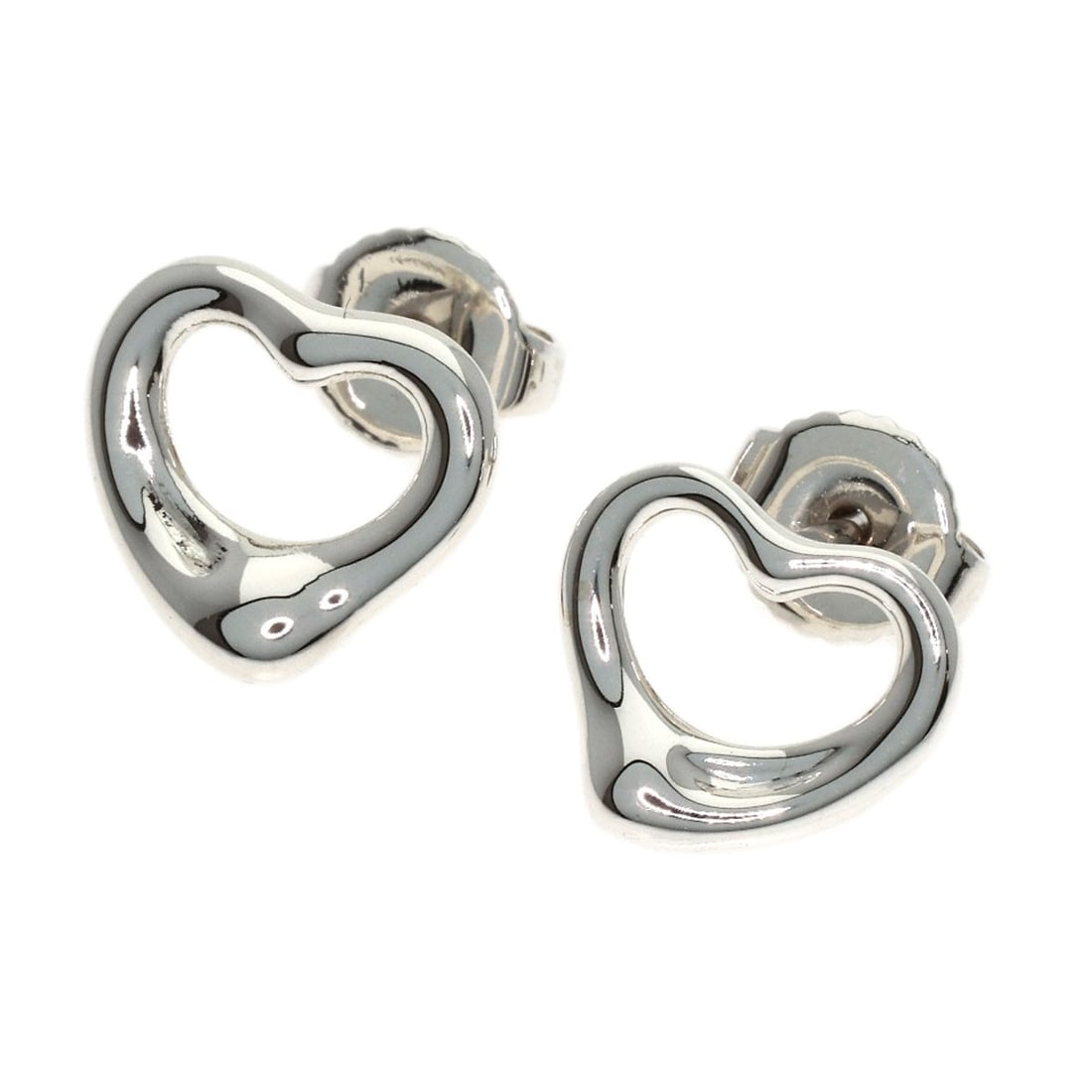 Silver Open Heart Earring Tiffany&Co K14Wg: Silver Open Heart Earring Tiffany&Co K14Wg Silver Open Heart Earring from Tiffany&Co. Features a sleek, silver design with an open heart shape, showcasing a minimalist aesthetic. Made from high-qualit