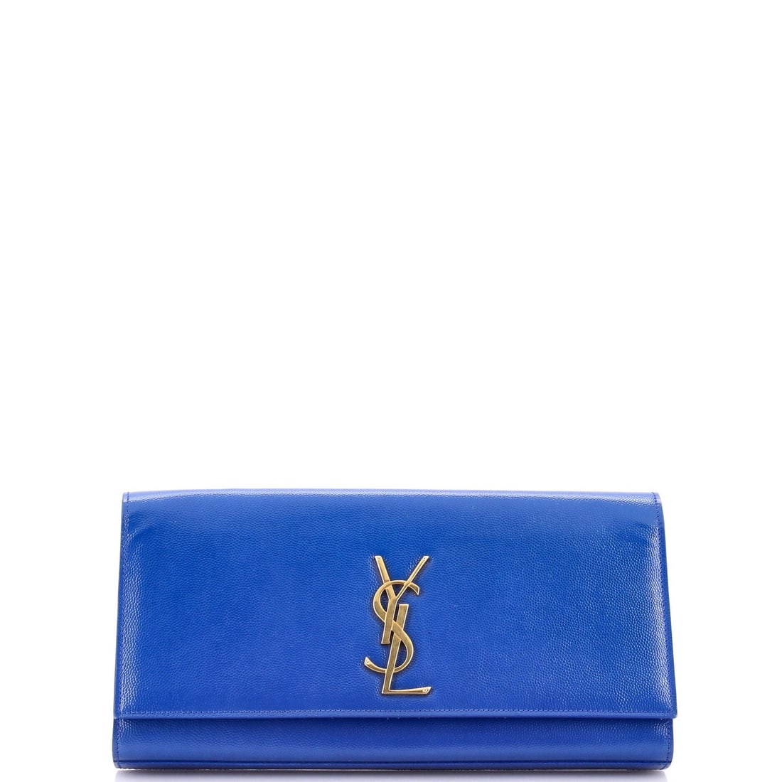 Saint Laurent Classic Leather Clutch Monogram Long: Saint Laurent Classic Leather Clutch Monogram Long The Saint Laurent Classic Leather Clutch Monogram Long is a timeless, blue-hued accessory featuring the iconic monogram pattern. Measuring 5" in