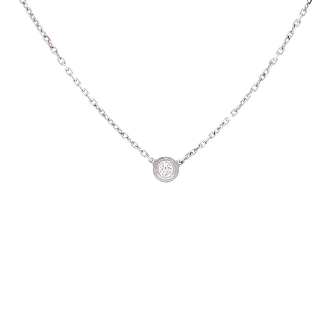 Pendant Necklace 18K Gold Diamond Cartier D Amour XS: Pendant Necklace 18K Gold Diamond Cartier D Amour XS 18K White Gold Diamond Cartier D'Amour XS Pendant Necklace is a stunning piece featuring a 3.75mm x 3.75mm diamond pendant suspended from a