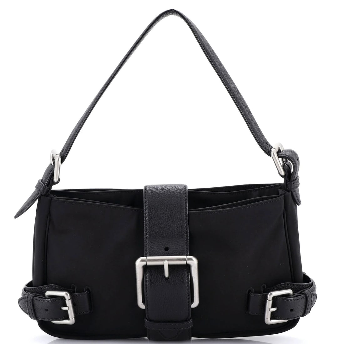 Buckle Bag Nylon Leather with Bottega Veneta Shoulder: Buckle Bag Nylon Leather with Bottega Veneta Shoulder Buckle Bag Nylon Leather with Bottega Veneta Shoulder - A versatile and stylish shoulder bag featuring a sleek buckle closure and durable nylon