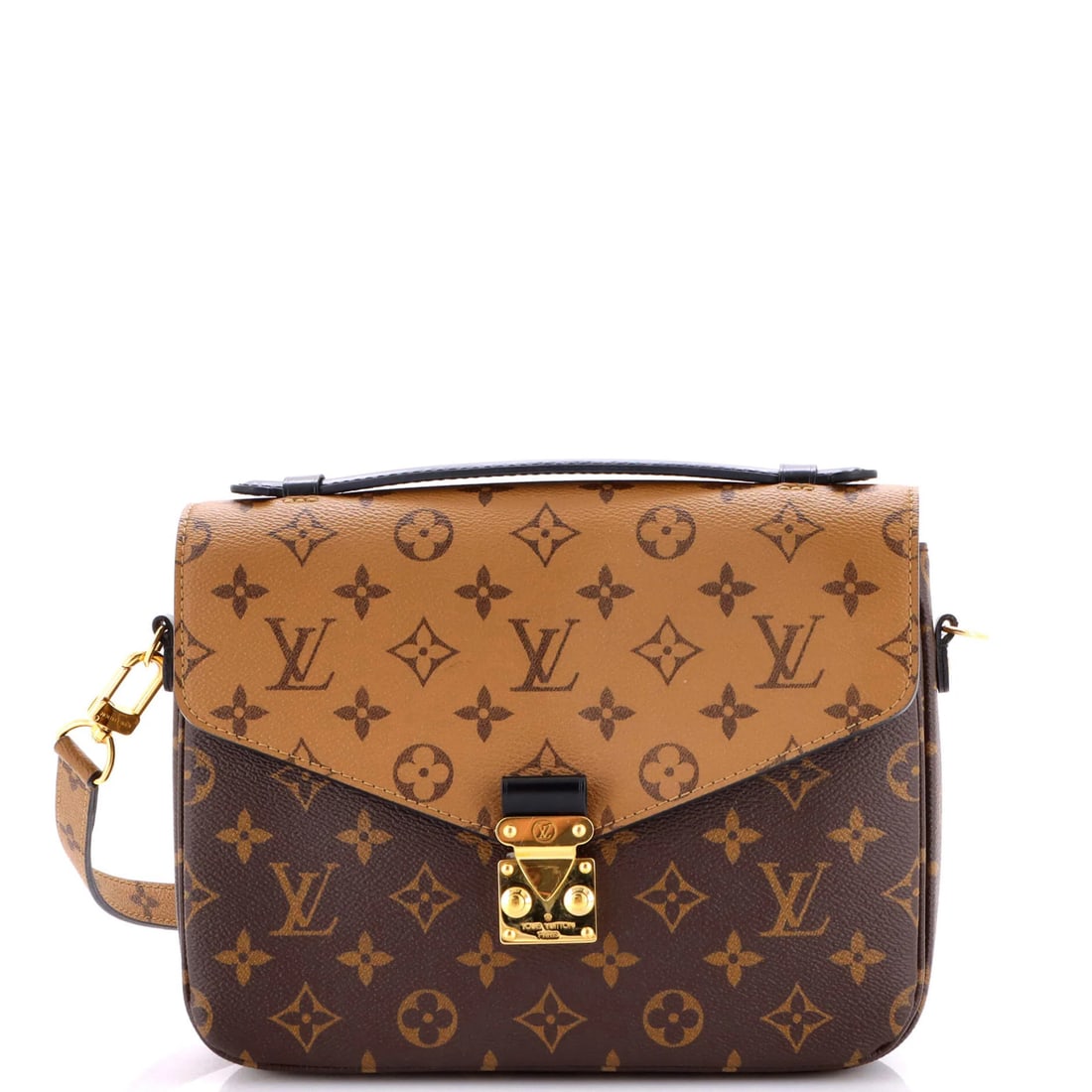 Monogram Reverse Canvas Pochette Louis Vuitton: Monogram Reverse Canvas Pochette Louis Vuitton This Louis Vuitton Monogram Reverse Canvas Pochette is a stylish cross body bag with a classic design. Featuring a brown canvas exterior with a gold