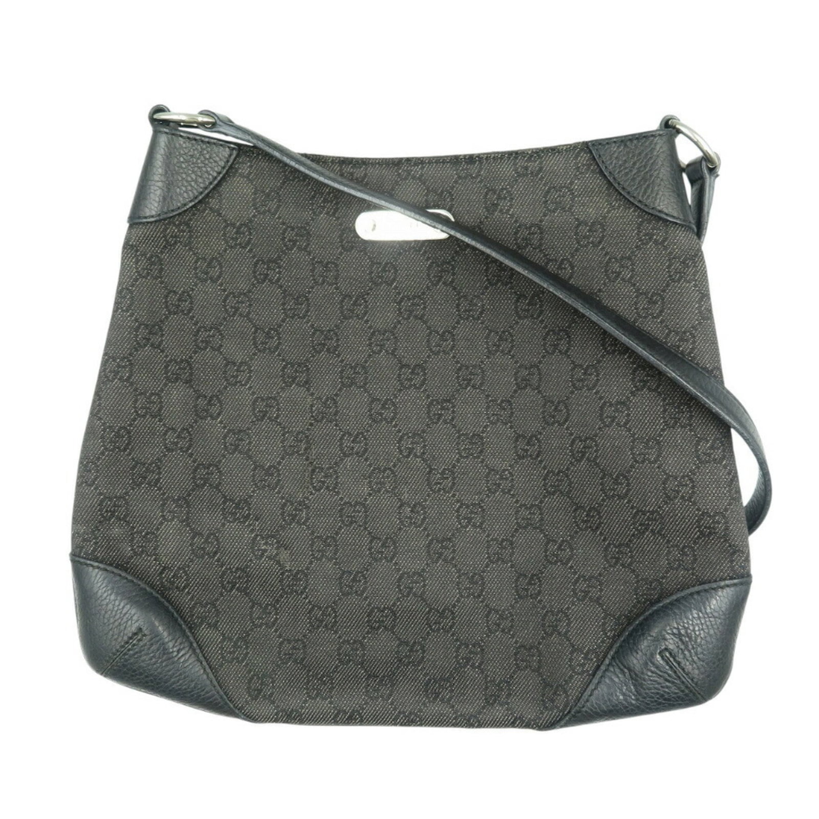 Canvas Leather Gg Gucci Bag Shoulder: Canvas Leather Gg Gucci Bag Shoulder Canvas Leather Gucci Bag Shoulder features a striking combination of GG canvas and leather, presented in a sleek black color with silver hardware. The bag