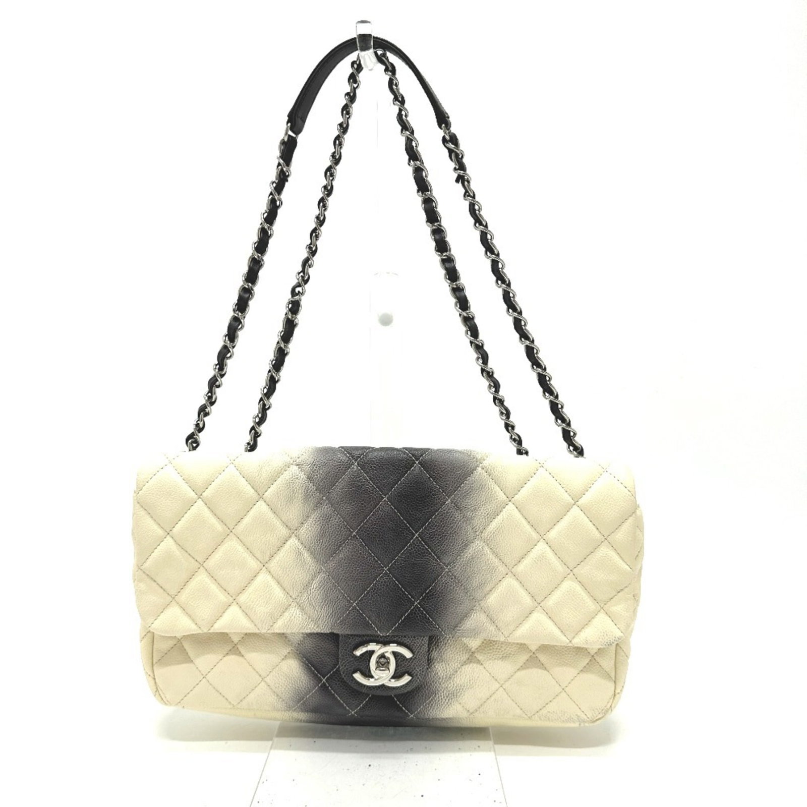 Calfskin Grained Chanel Bag Shoulder: Calfskin Grained Chanel Bag Shoulder Grained Calfskin Chanel Bag Shoulder in White. This shoulder bag features a classic design made from high-quality grained calfskin, with a timeless white color