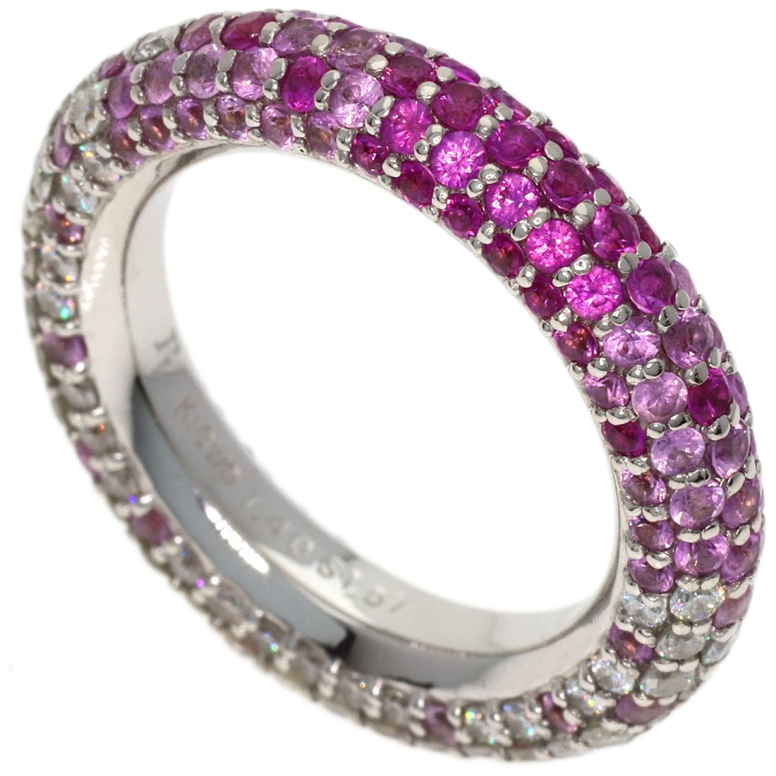 Eterno Diamond Pink Sapphire Ring K18 White Gold Full Ponte Vecchio: Eterno Diamond Pink Sapphire Ring K18 White Gold Full Ponte Vecchio K18 White Gold Eterno Diamond Pink Sapphire Ring features a stunning full ponte vecchio design, showcasing a 1.57ct diamond and