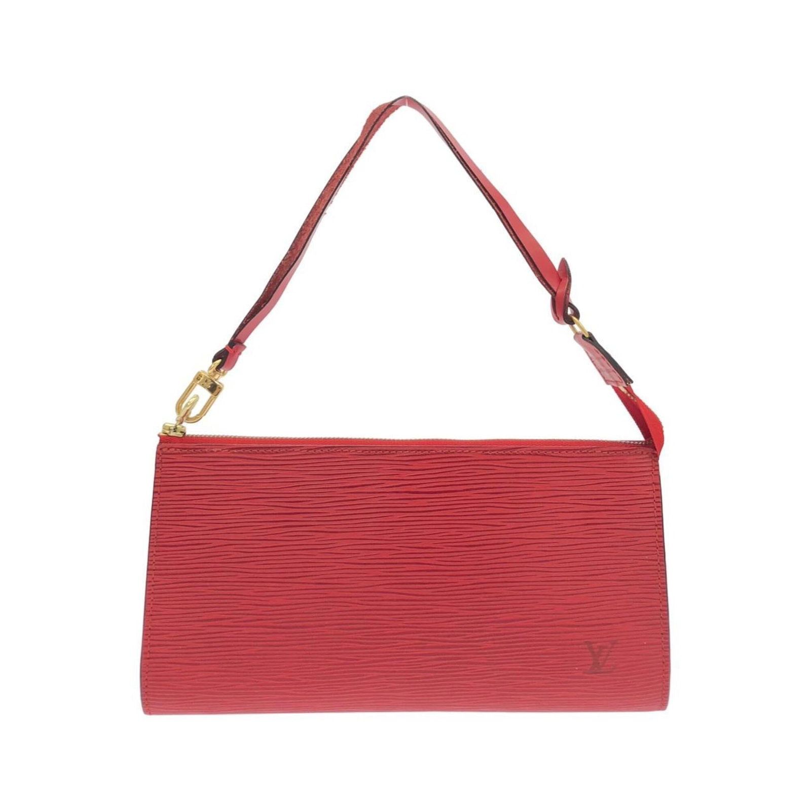 Pouch Leather Pochette Louis Vuitton: Pouch Leather Pochette Louis Vuitton Red Louis Vuitton Pochette Pouch made from Calf Leather, featuring a gold hardware accent, and measuring 13cm x 24cm x 2cm. This stylish pouch is a classic design