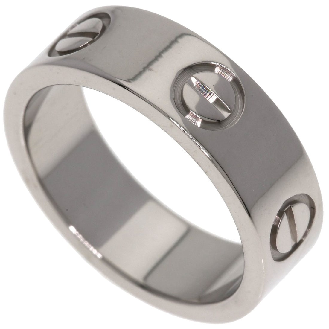 Love Ring Gold White K18 Cartier #48: Love Ring Gold White K18 Cartier #48 K18 White Gold Cartier Ring #48 is a striking piece featuring a silver metal exterior with a K18 gold construction. This 4.5 US ring size, open ring closure,