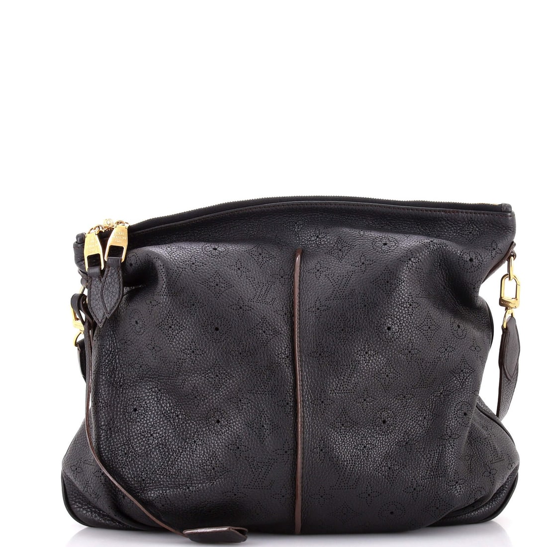 Mahina Leather Louis Vuitton Selene Handbag: Mahina Leather Louis Vuitton Selene Handbag Black Mahina Leather Louis Vuitton Selene Hobos Handbag with Pochette Clochette and Strap. This classic style features a timeless design, black exterior