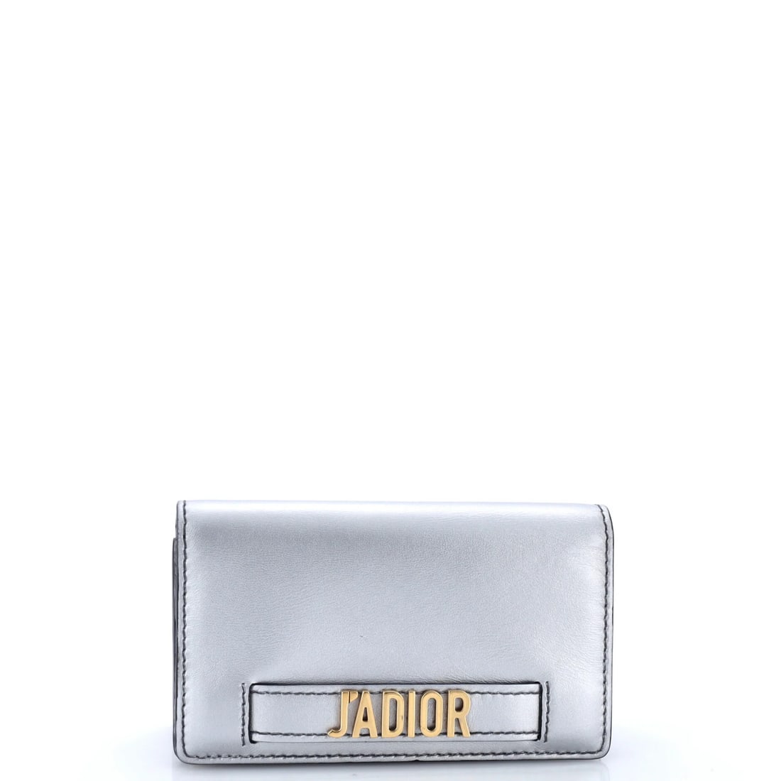 Christian Dior Wallet J Adior Leather Chain: Christian Dior Wallet J Adior Leather Chain The Christian Dior J'Adior Leather Chain wallet boasts a sleek silver exterior with a chain strap, perfect for adding a touch of luxury to any outfit.