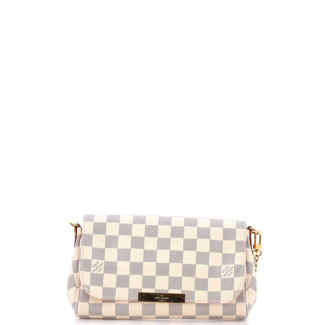 Vuitton Louis Favorite Handbag Damier PM: Vuitton Louis Favorite Handbag Damier PM The Vuitton Louis Favorite Handbag Damier PM is a stylish cross body bag with a classic design. Featuring a white canvas exterior with gold hardware, this bag 