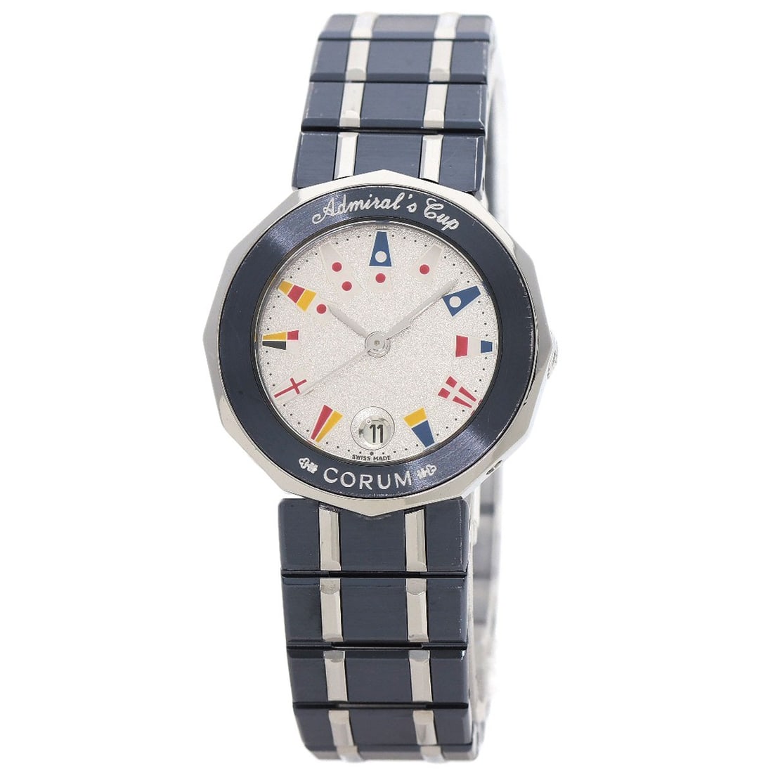 Corum Admirals Watches C 39.610.30V50B Stainless Steel/ Stainless Steel: Corum Admirals Watches C 39.610.30V50B Stainless Steel/ Stainless Steel Stainless steel case and bezel in navy, paired with a silver dial, makes for a classic and timeless design. The Corum Admirals