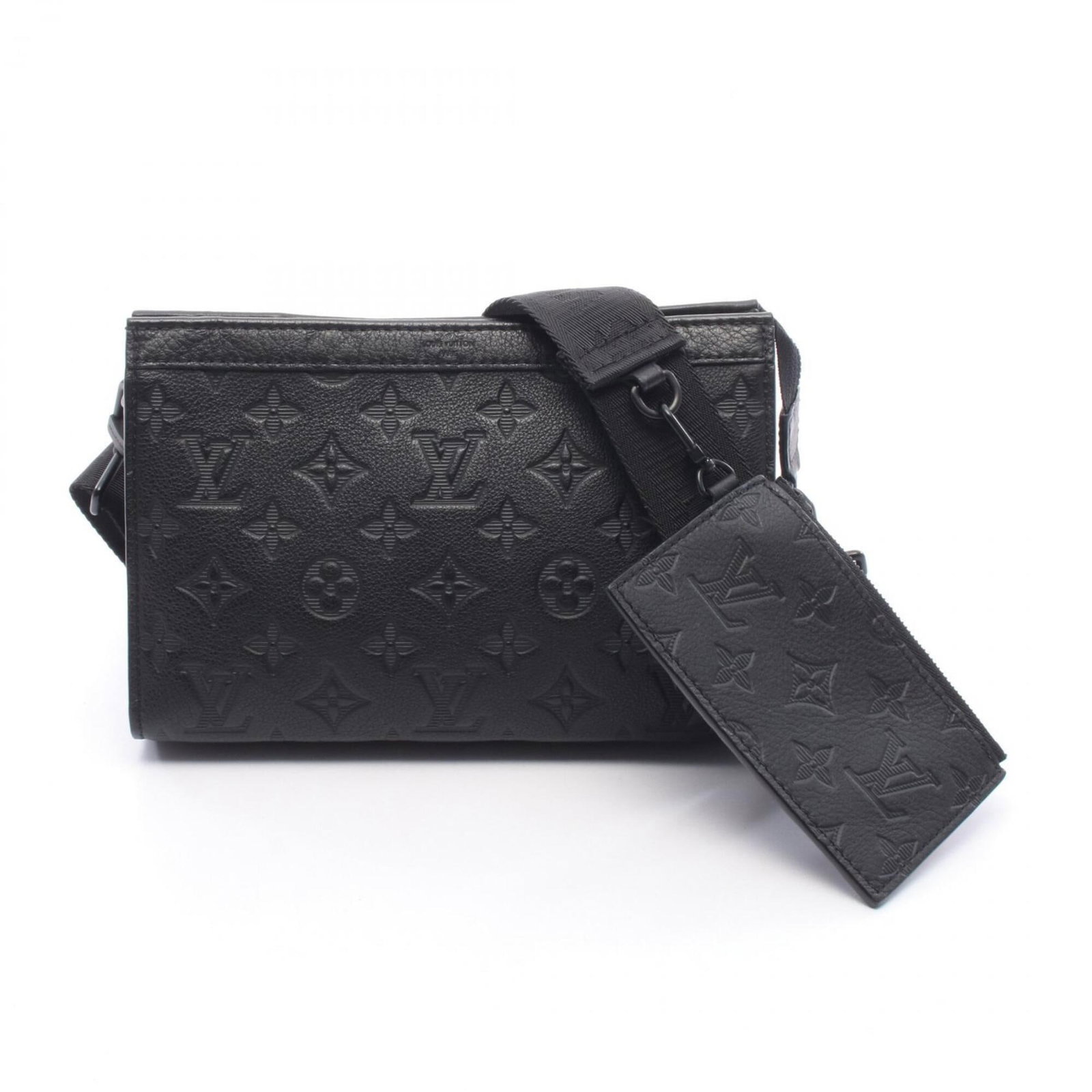 Shoulder Bag Handbag Leather Louis Vuitton: Shoulder Bag Handbag Leather Louis Vuitton The black leather shoulder bag from Louis Vuitton's Monogram Shadow line features a timeless design with a classic black color. With a spacious interior and 