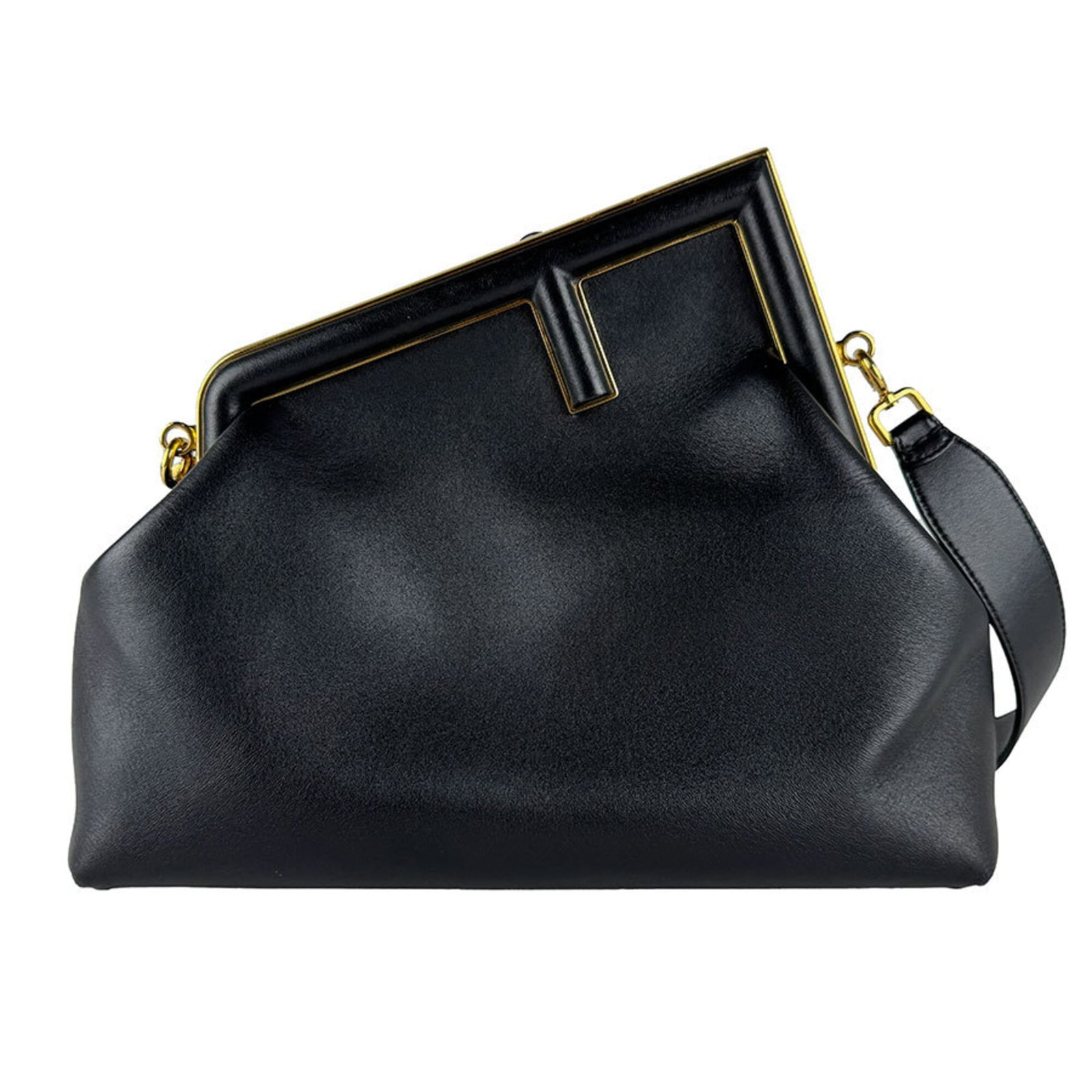 Shoulder Bag Leather: Shoulder Bag Leather Black leather shoulder bag from Fendi, measuring 26cm x 32cm x 10cm, with a classic design and timeless style. Made from high-quality leather, this bag features a sleek and