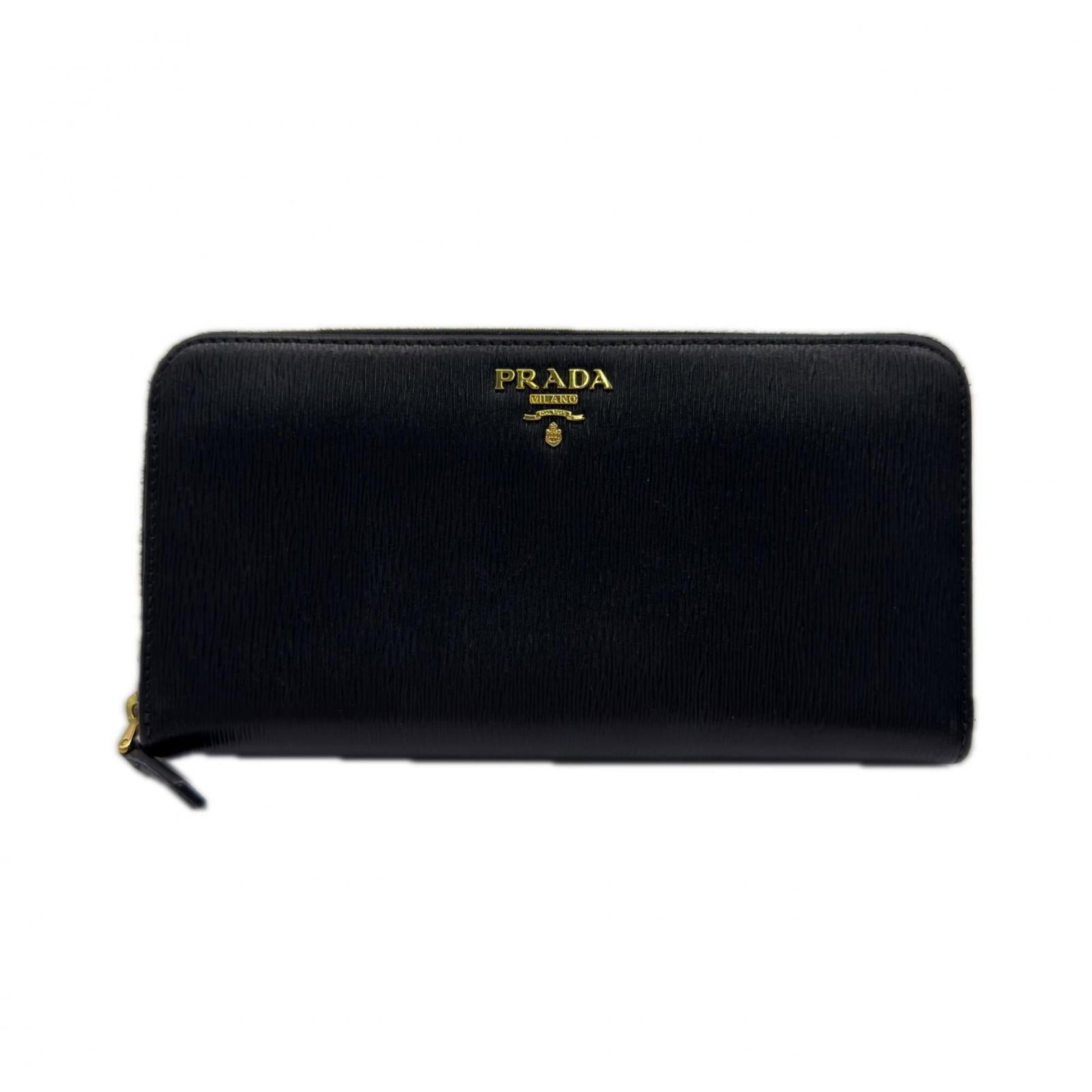 Prada Long Wallet (Bi-Fold): Prada Long Wallet (Bi-Fold) Black bi-fold long wallet from Prada. This sleek and sophisticated design is a staple in any woman's handbag collection. Made from high-quality materials, its classic