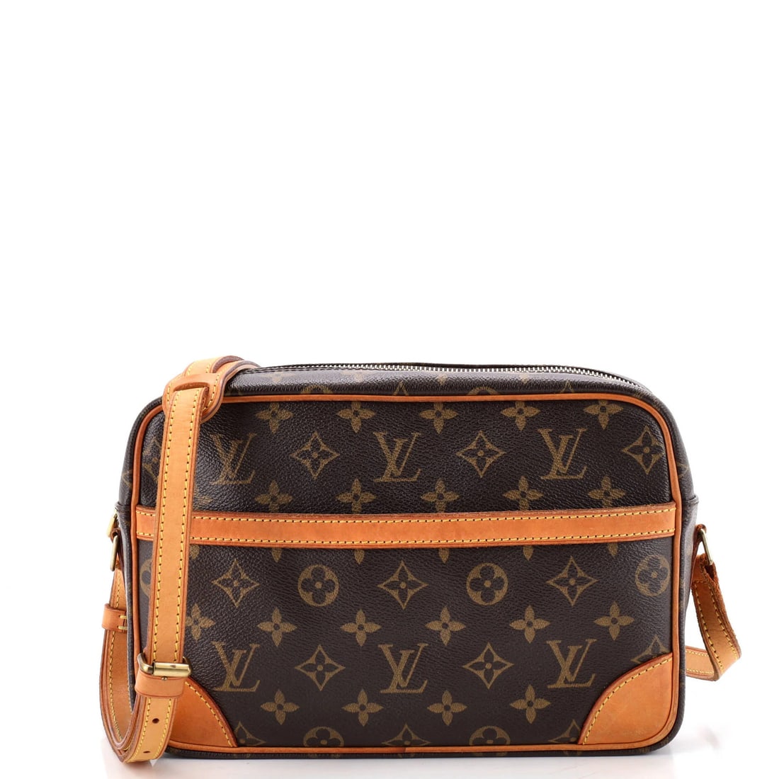 Canvas monogram handbag 27 Louis Vuitton: Canvas monogram handbag 27 Louis Vuitton Canvas monogram handbag 27 Louis Vuitton features a classic cross body design with a brown exterior and gold hardware. The bag's canvas exterior shows signs