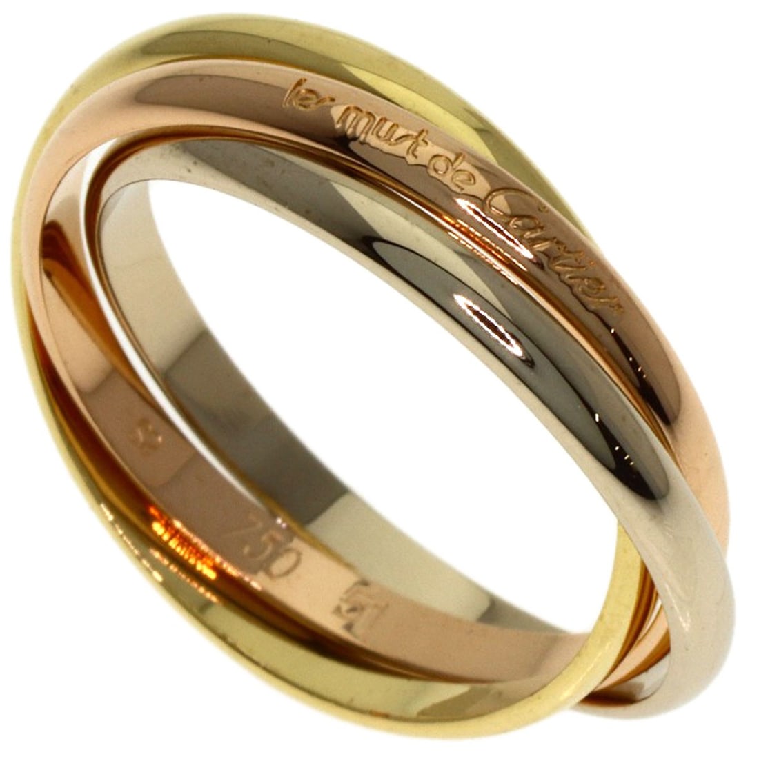Cartier Trinity Xs #51 Ring K18 Yellow Gold K18 White Gold: Cartier Trinity Xs #51 Ring K18 Yellow Gold K18 White Gold Cartier Trinity Xs #51 Ring in K18 Yellow Gold and K18 White Gold, available in size 5.75(US). This ring features a signature and is made fro