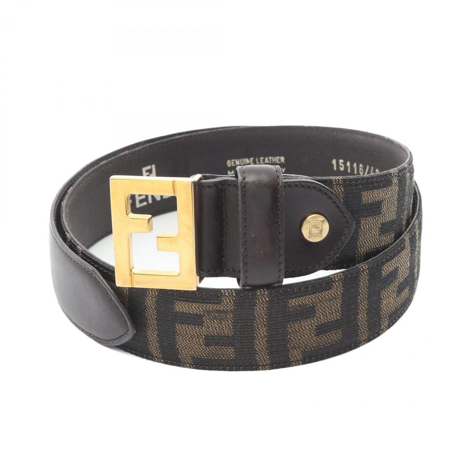 Standard Belt Fendi: Standard Belt Fendi Canvas and leather combine in a classic design, defining the look of this standard belt from Fendi. Available in a range of lengths, this brown belt is crafted to complement a