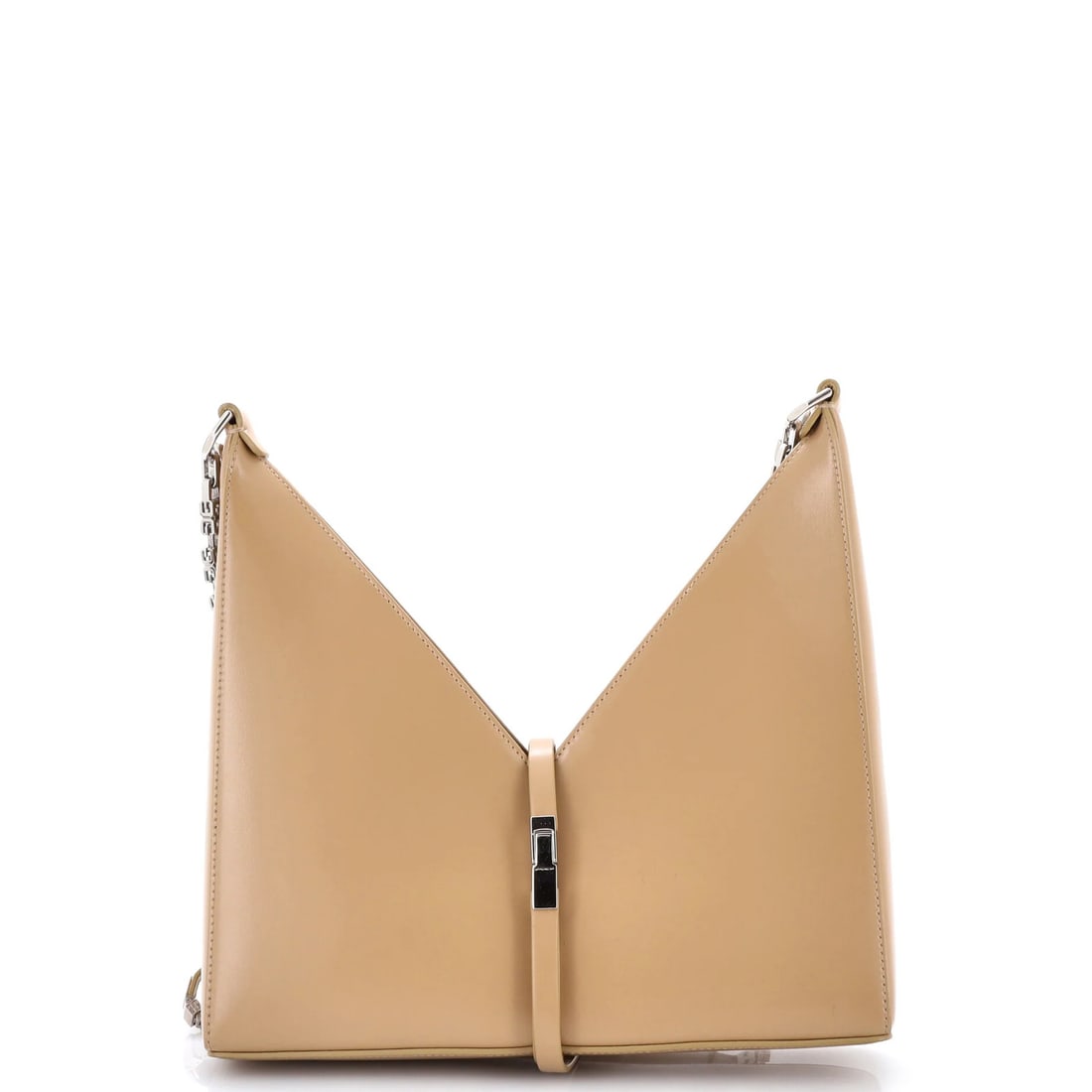 Small Leather Shoulder Cut Out Givenchy Bag: Small Leather Shoulder Cut Out Givenchy Bag Small Leather Shoulder Bag with Notable Cut Out Design, Featuring Neutral Exterior and Silver Hardware. This Givenchy Small Leather Shoulder Bag boasts a