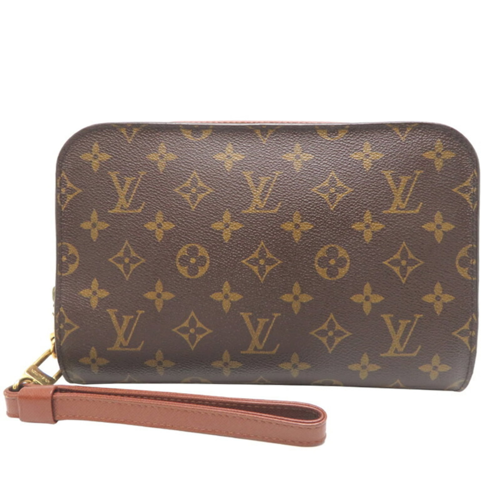 Vuitton Monogram Clutch Bag Louis: Vuitton Monogram Clutch Bag Louis The Vuitton Monogram Clutch Bag Louis is a timeless piece, boasting the iconic Louis Vuitton monogram pattern in rich brown hues. Crafted from high-quality