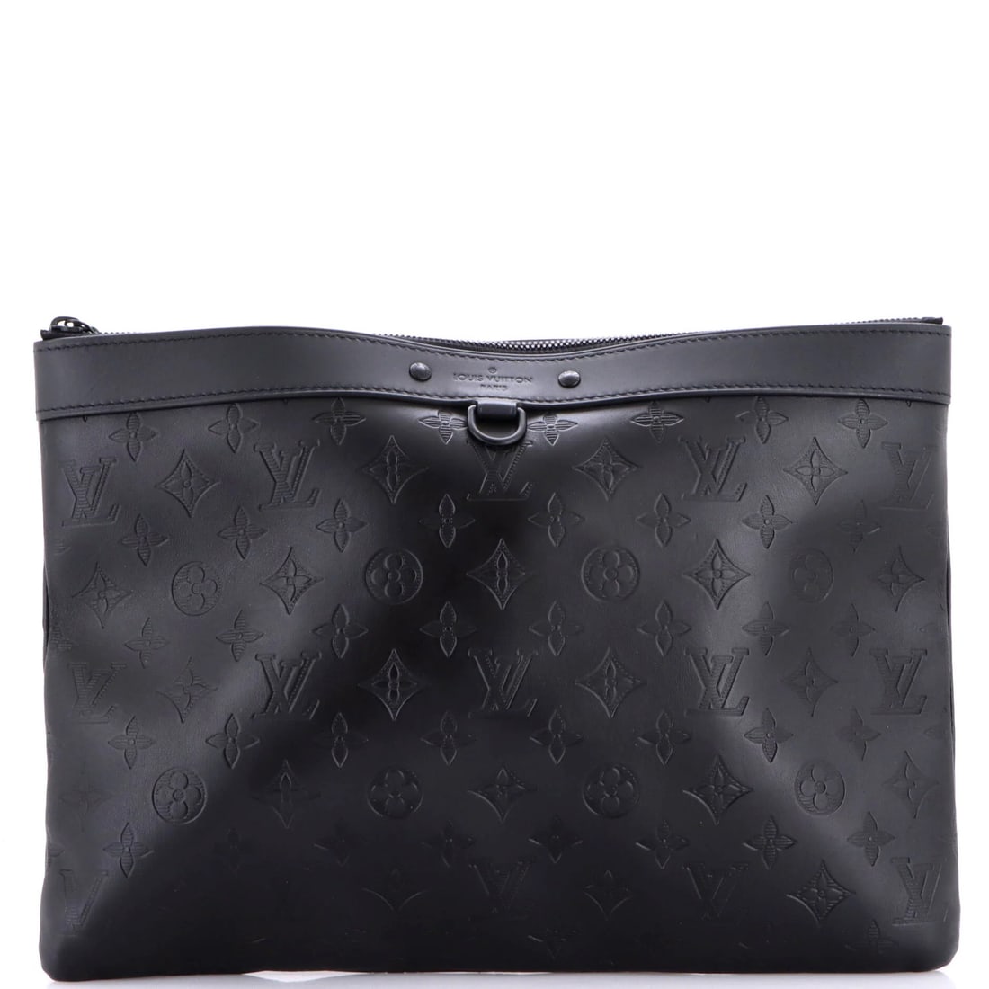 Louis Vuitton Discovery Pochette Monogram Shadow Leather GM: Louis Vuitton Discovery Pochette Monogram Shadow Leather GM Black Louis Vuitton Discovery Pochette Monogram Shadow Leather GM in excellent condition, featuring a classic monogram pattern and durable