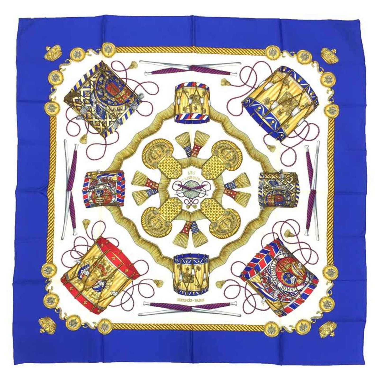 Silk Hermes Scarf 100: Silk Hermes Scarf 100 Silk Hermes Scarf 100 is a stunning blue and white silk scarf from France, measuring 90cm x 90cm. Made from 100% silk, this scarf features a classic design that exudes elegance a