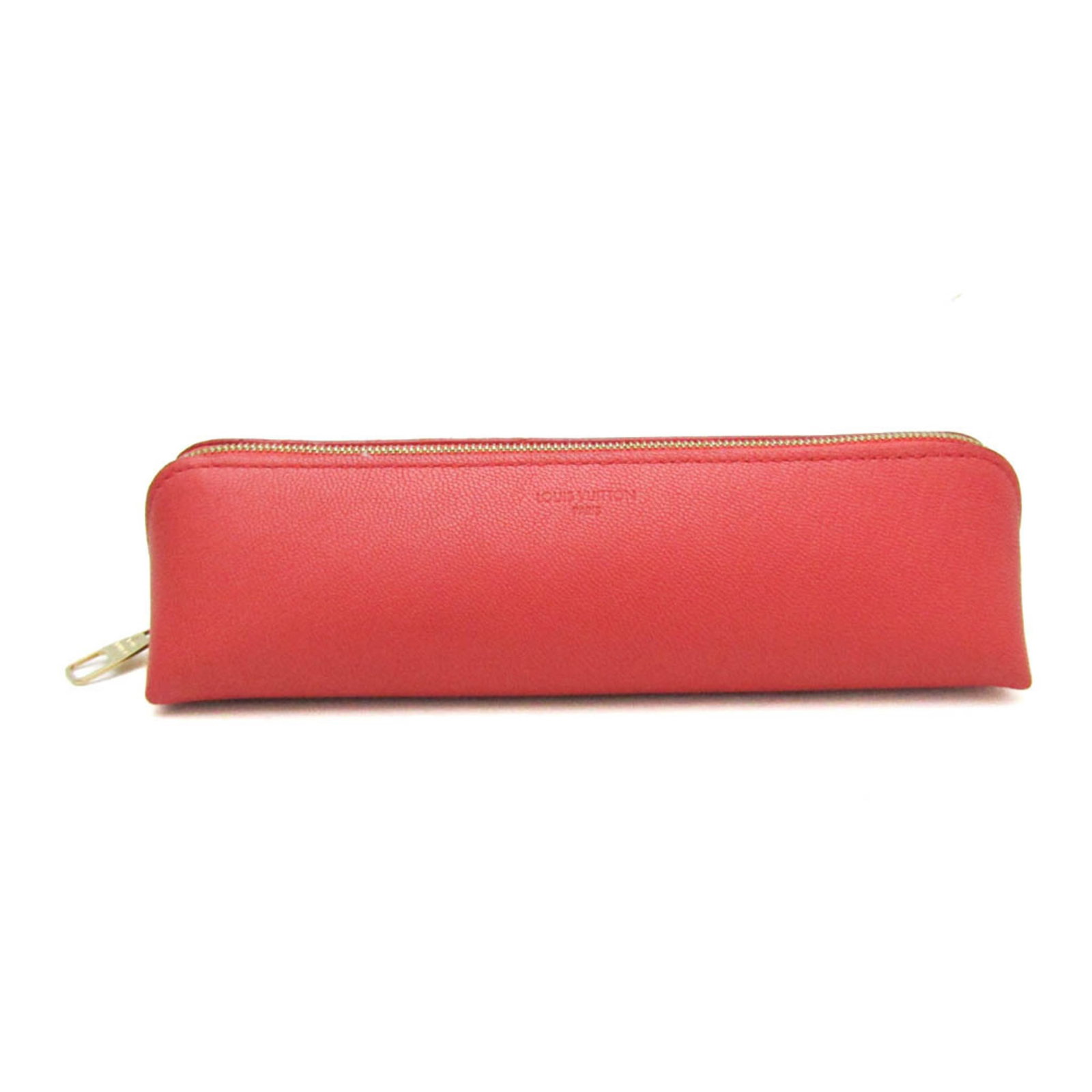 Louis Vuitton Pen Case Leather: Louis Vuitton Pen Case Leather The Louis Vuitton Pen Case Leather is a stylish accessory made from high-quality coral pink leather, featuring a sleek design and a secure zipper closure. Measuring 5cm
