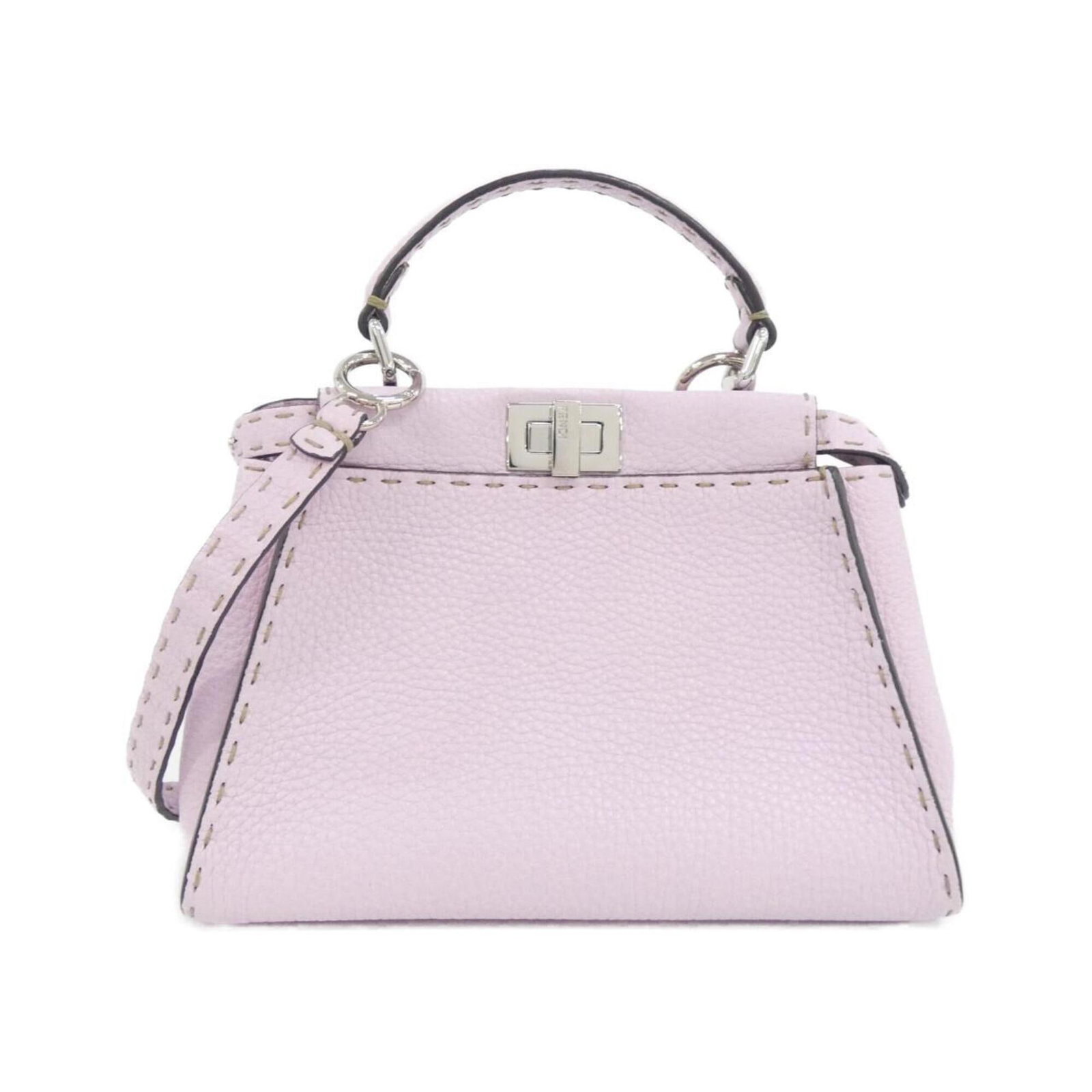 Handbag Leather Fendi: Handbag Leather Fendi This Fendi Selleria handbag is crafted from high-quality leather, featuring a distinctive pink color and silver hardware. Measuring 18cm x 23cm x 11cm, it boasts a classic