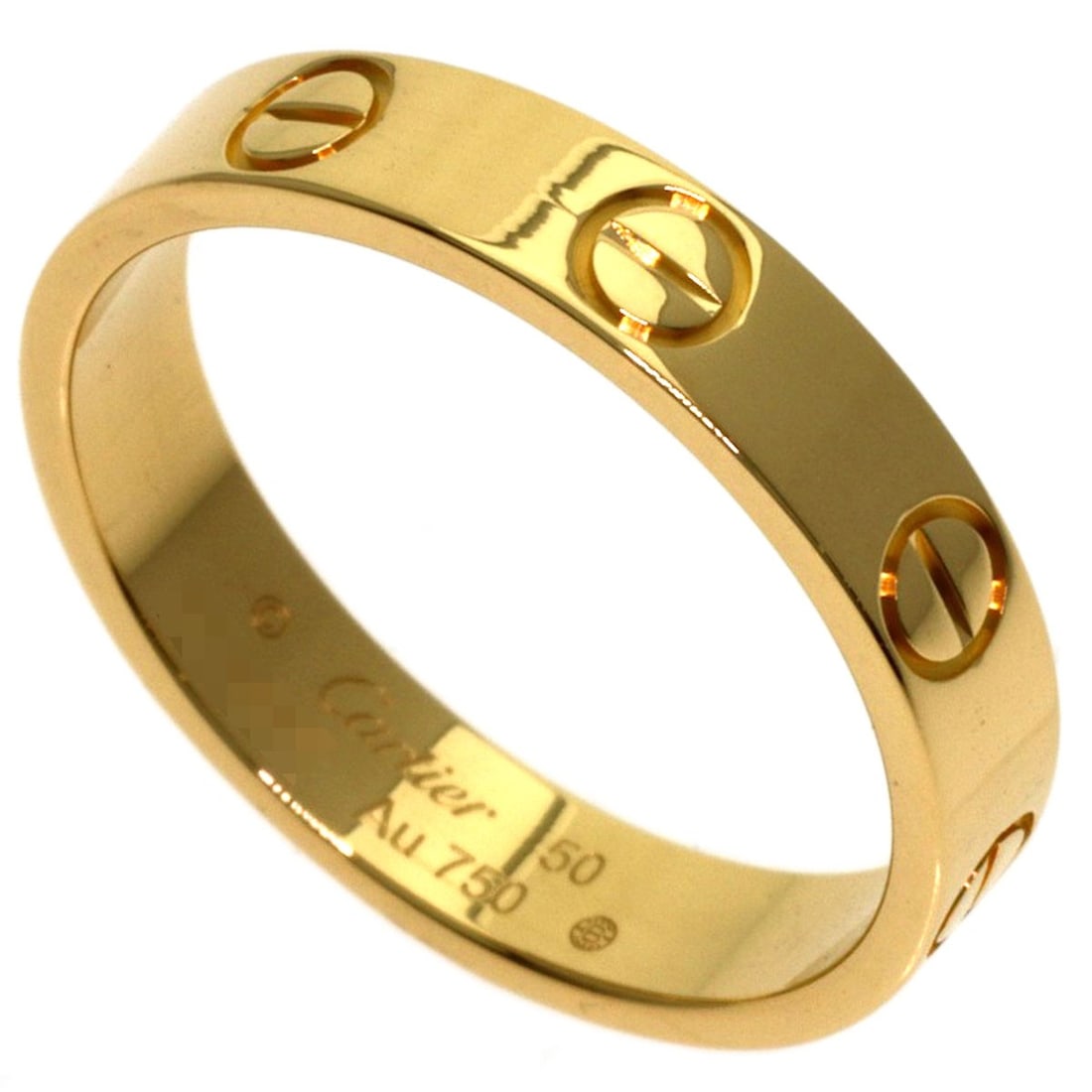 Love Ring Yellow Gold Cartier #50 K18: Love Ring Yellow Gold Cartier #50 K18 K18 Yellow Gold Cartier Love Ring is a beautiful piece featuring gold metal, with a ring size of 5.25(US). This Cartier ring has no main stone, and its closure