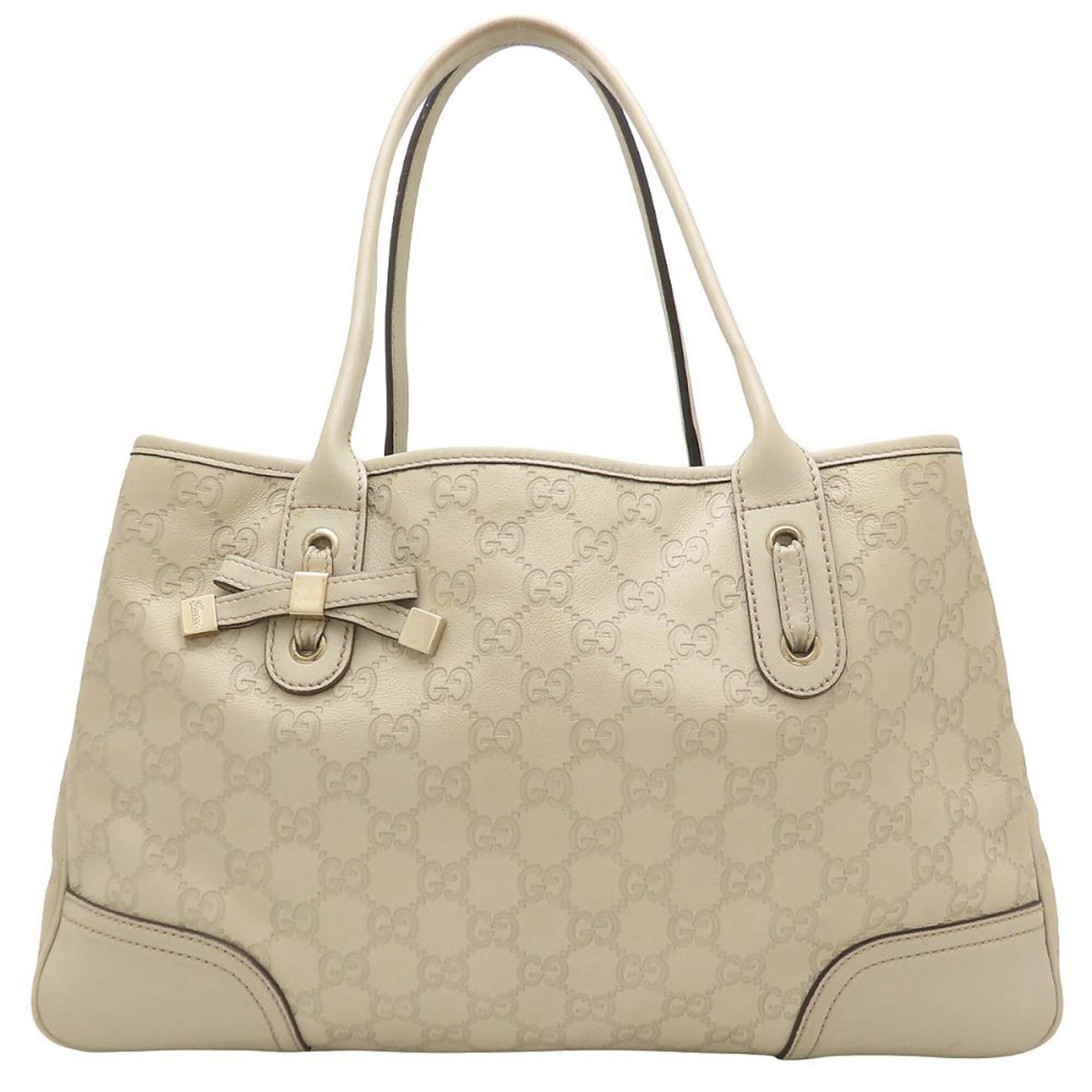 Gucci Tote Bag Leather: Gucci Tote Bag Leather Ivory Gucci Tote Bag Leather, 23cm x 37cm x 10.5cm, features a classic design with high-quality leather construction. The bag's clean lines and timeless style make it a