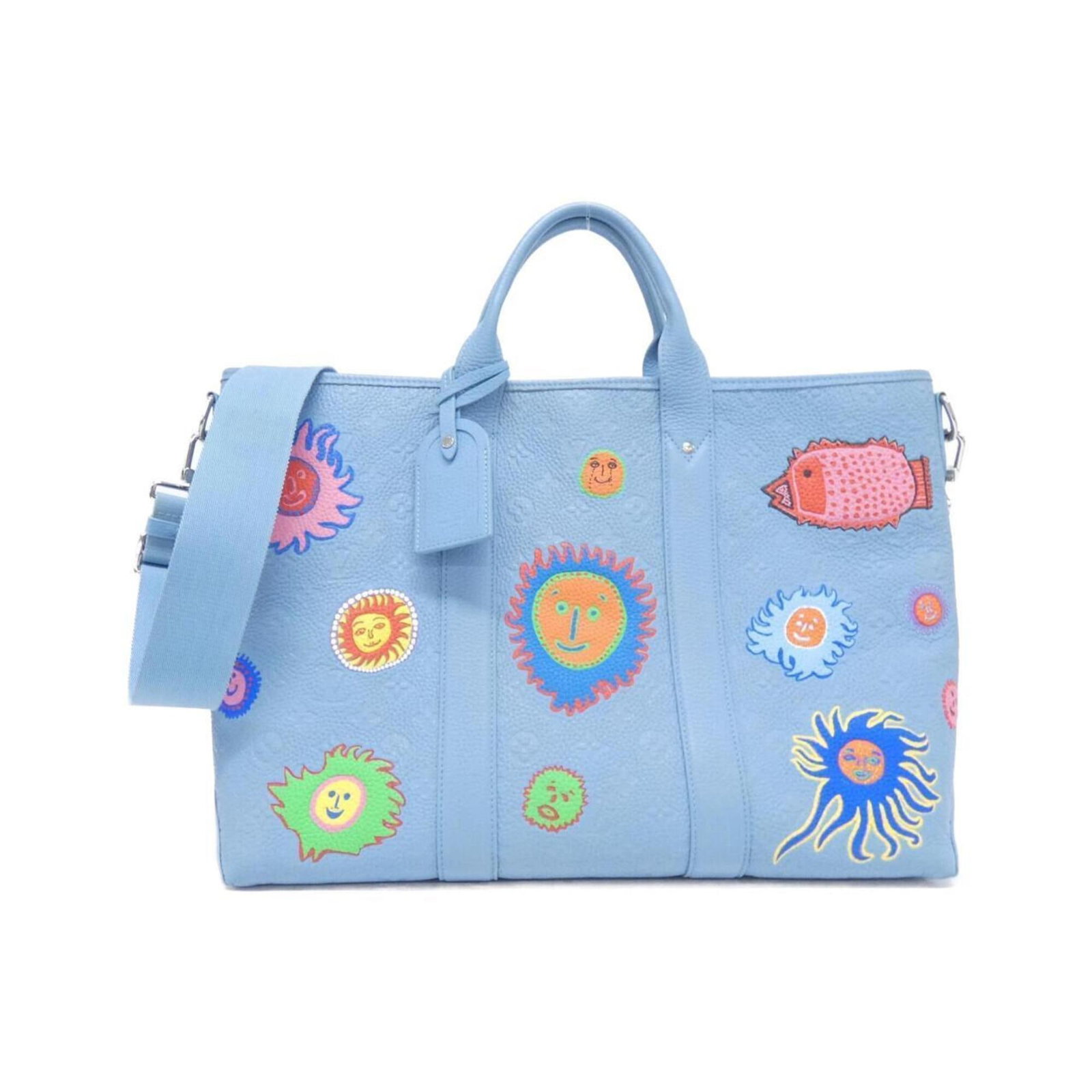 Handbag Leather Louis Vuitton: Handbag Leather Louis Vuitton Blue Louis Vuitton handbag made from high-quality calf leather, featuring silver hardware and a classic design. The bag measures 34cm x 43cm x 17cm and is a stylish acces