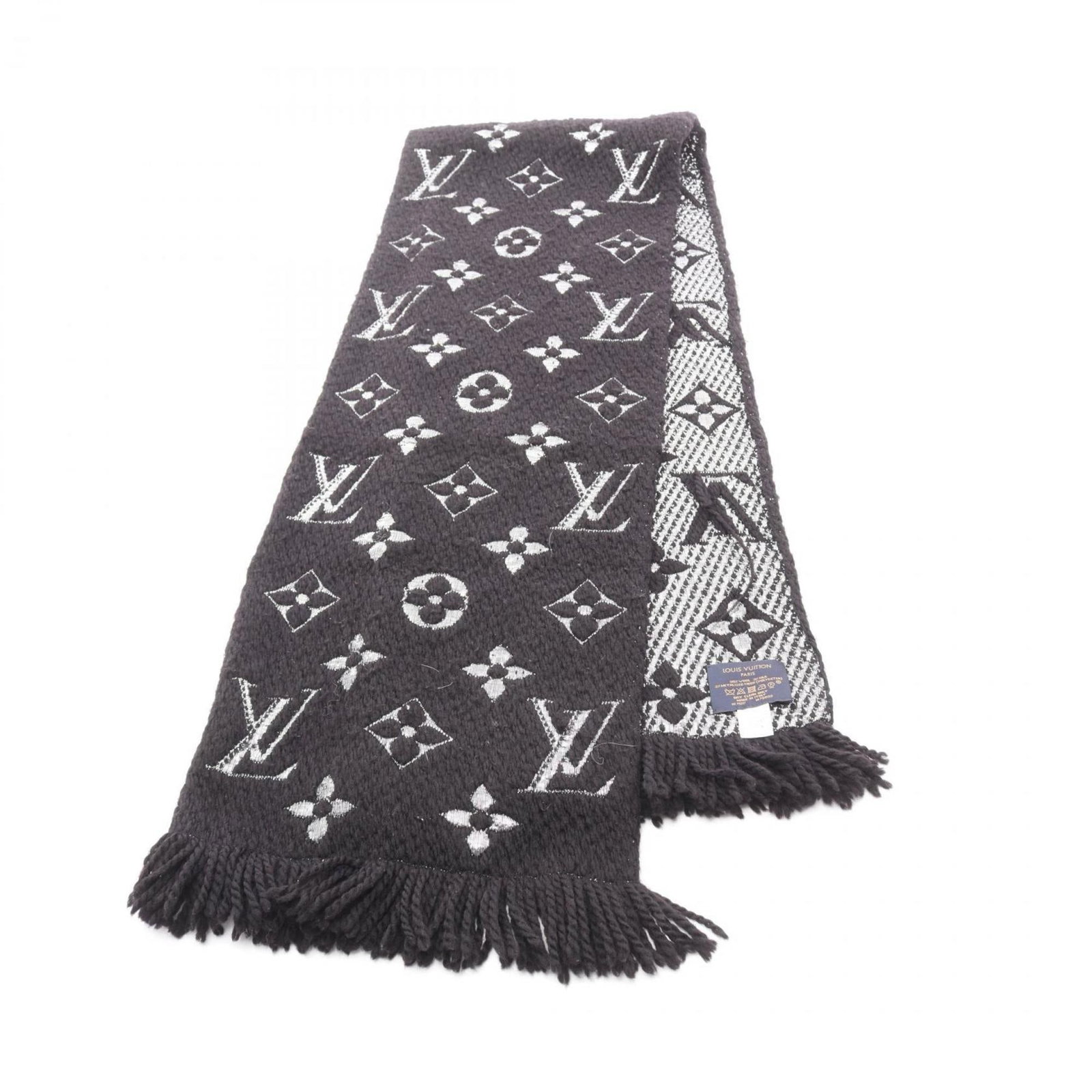 Louis Vuitton Silk Shawl Wool: Louis Vuitton Silk Shawl Wool Black, Noir, or Silver Louis Vuitton silk shawl with a wool blend, measuring 1.72m x 30cm in size. This shawl bears a signature, and its luxurious material and elegant